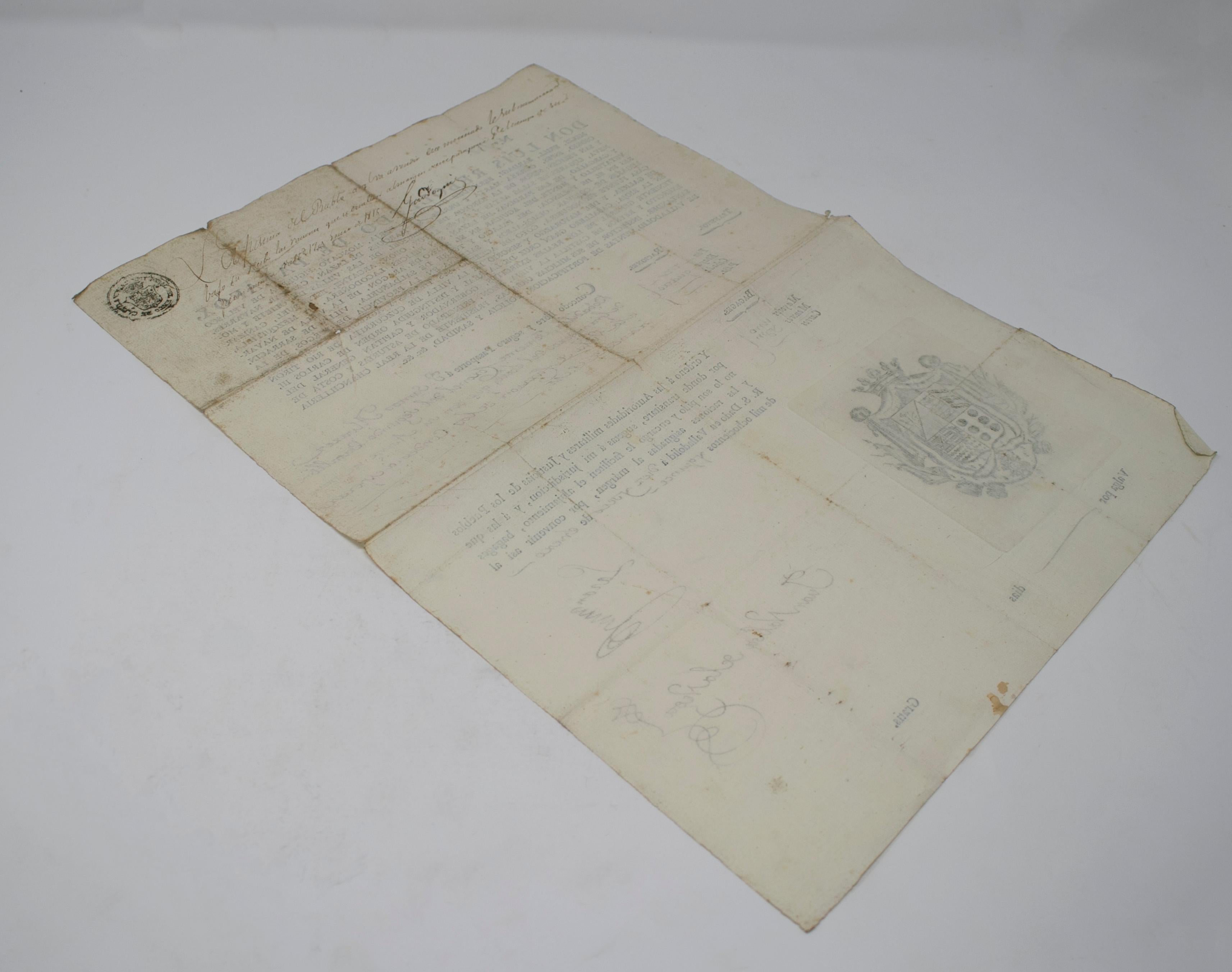 1815 Spanish Passport Hand Written on Paper For Sale 3