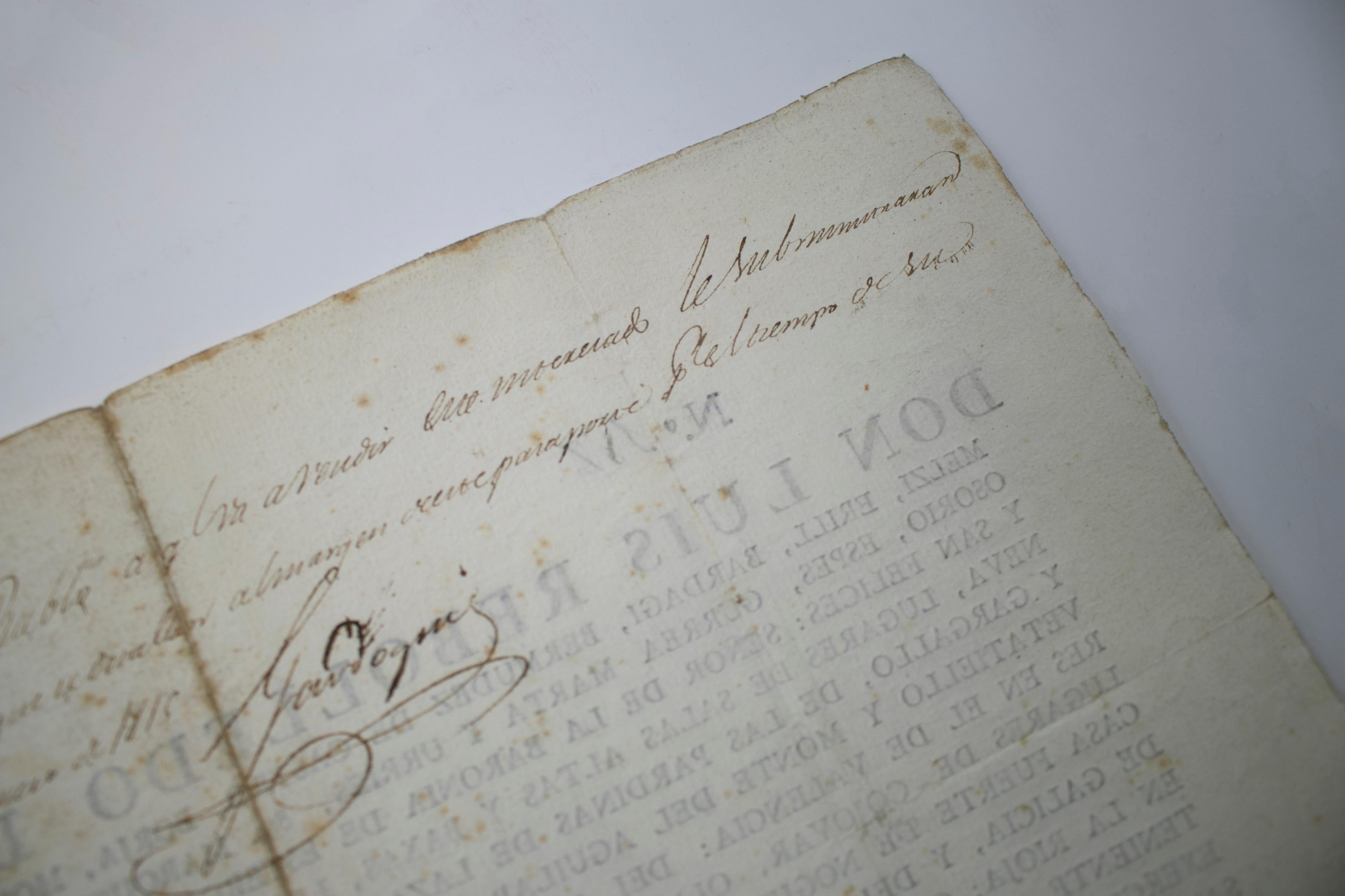 1815 Spanish Passport Hand Written on Paper For Sale 6
