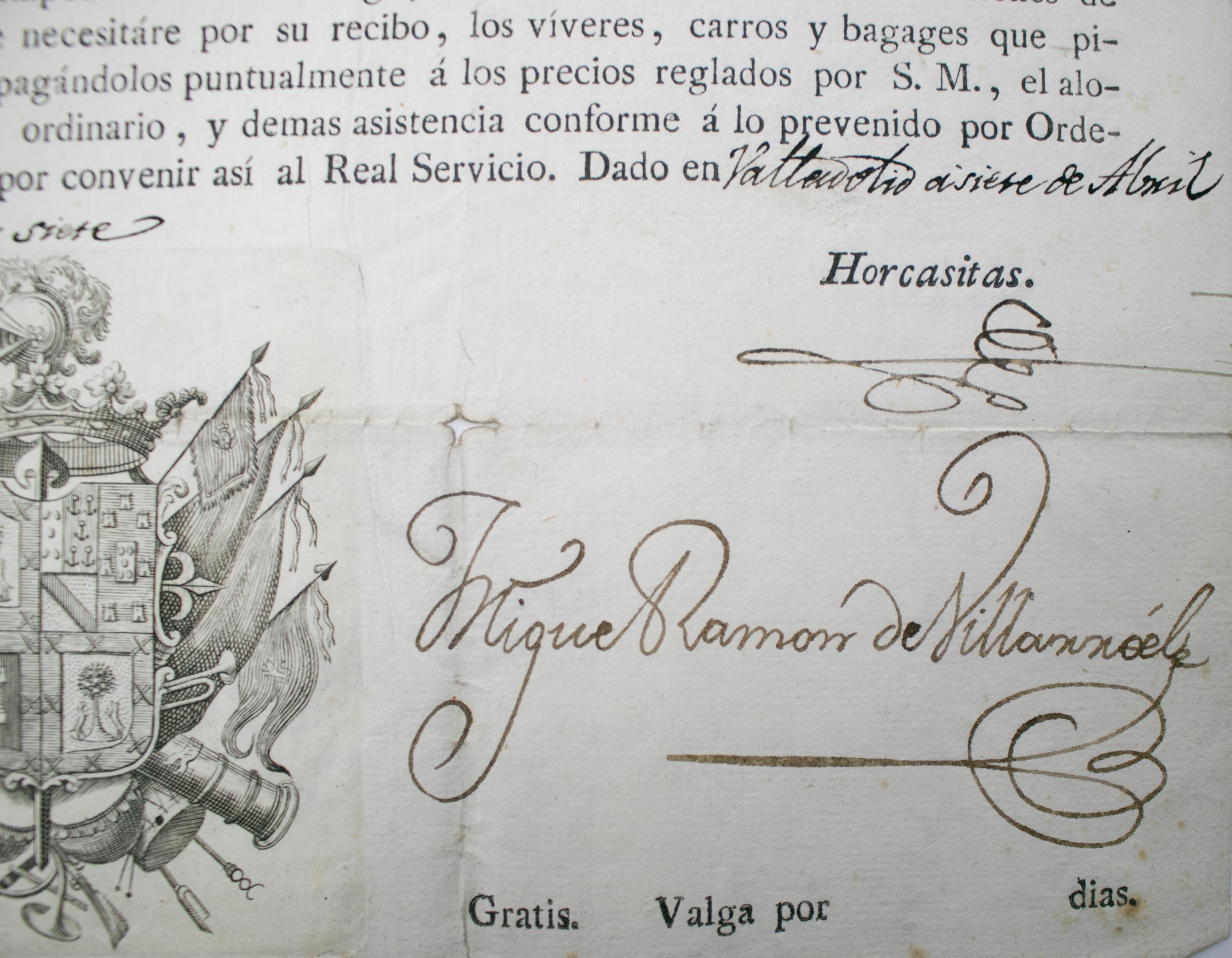 1815 Spanish Passport Hand Written on Paper In Good Condition For Sale In Marbella, ES