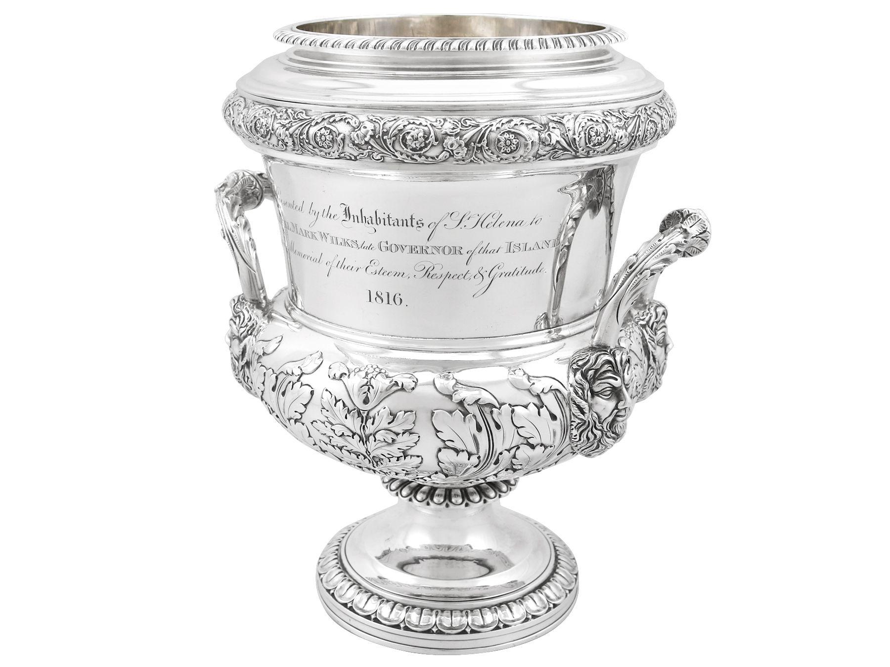 English 1816 Antique Georgian Sterling Silver Wine Coolers