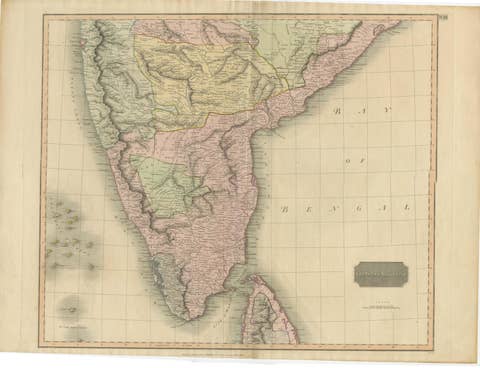 1816 Large Southern Hindostan Map by J. Thomson – New General Atlas