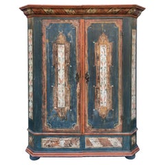 1817 Alpine Blue European Painted Cupboard