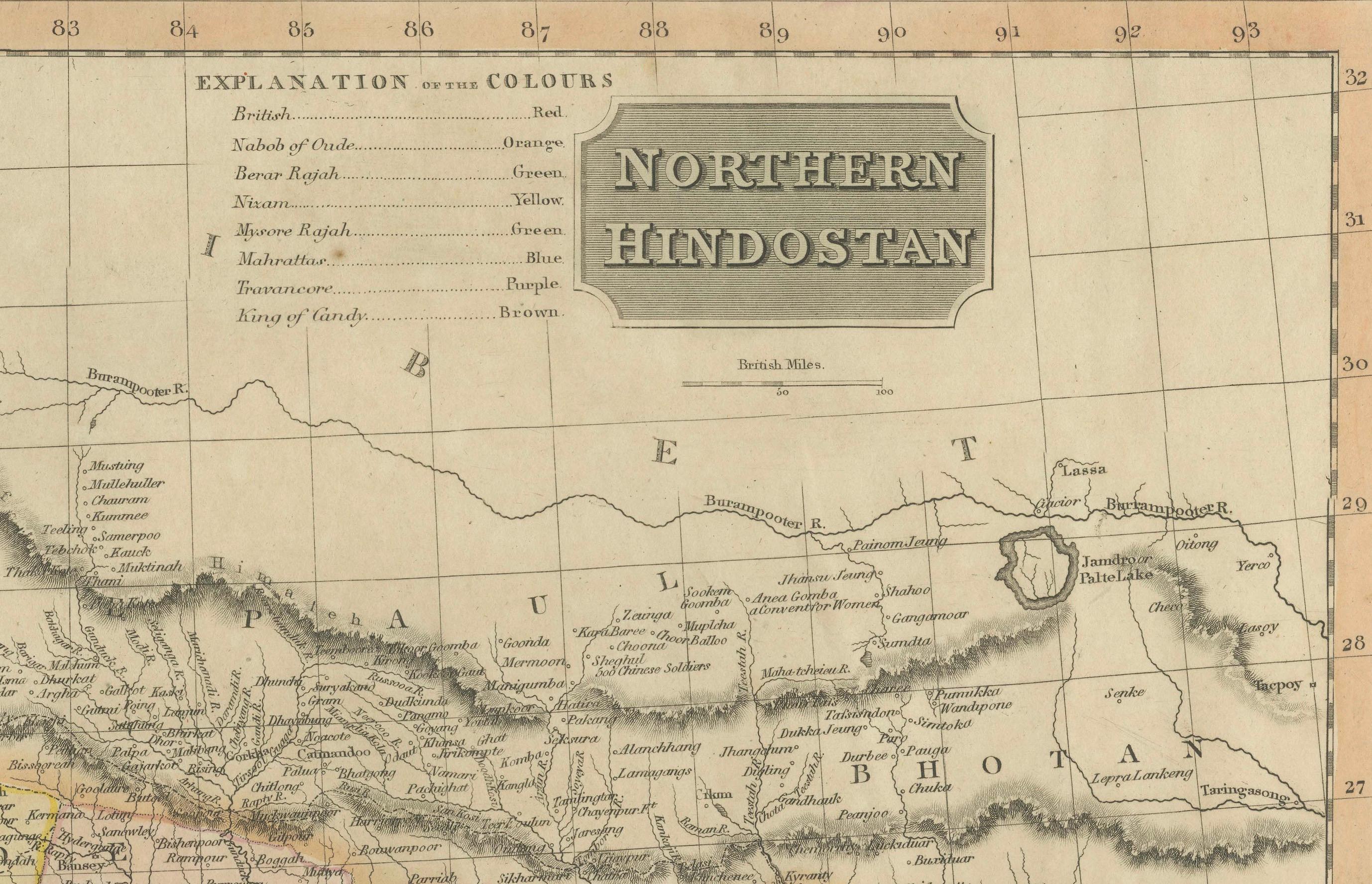 1817 Thomson Map of Northern Hindoostan - Cartographie britannique détaillée de l'Inde

Cette carte, intitulée 