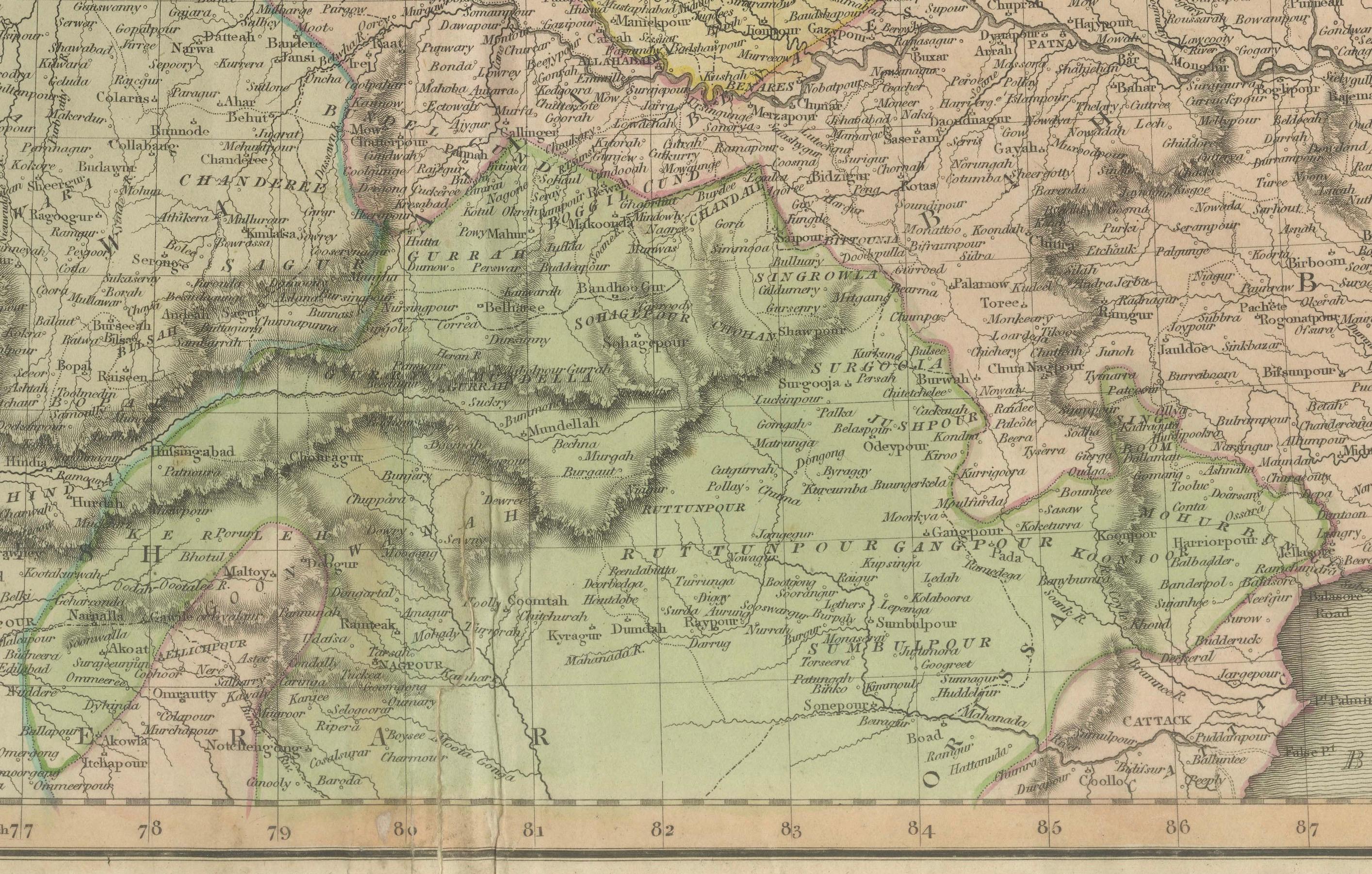 Gravé Grande carte de l'Hindoustan septentrional de 1817 par J. Thomson - Nouvel Atlas général en vente