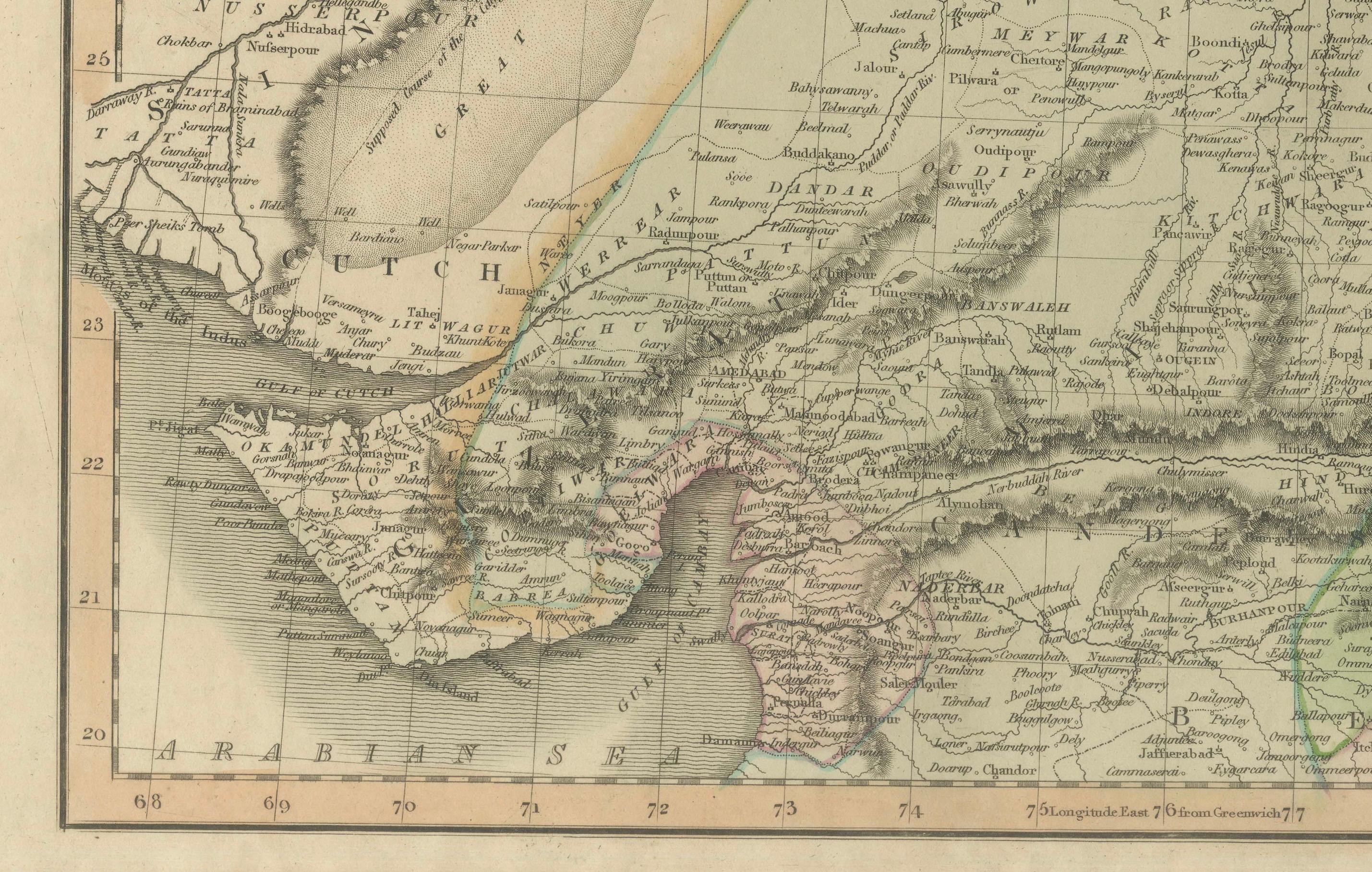 Grande carte de l'Hindoustan septentrional de 1817 par J. Thomson - Nouvel Atlas général Bon état - En vente à Langweer, NL