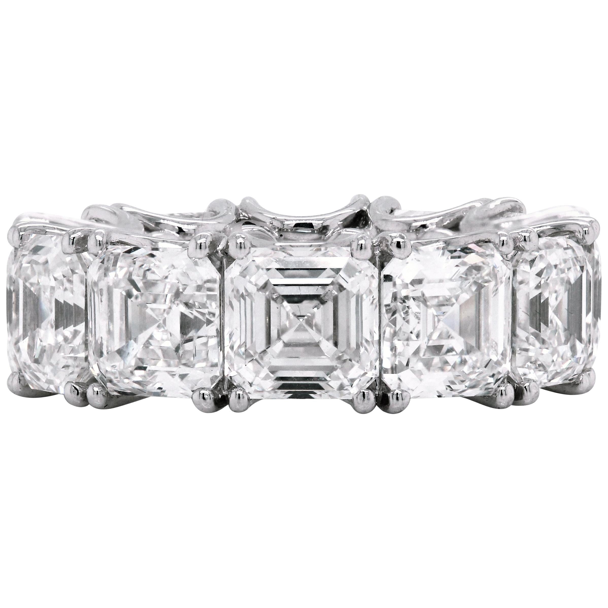 Bracelet d'éternité en platine avec diamant asscher certifié GIA de 18,18 carats