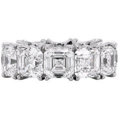 GIA Certified 18.18 Carat Asscher-Cut Diamond Platinum Eternity Band