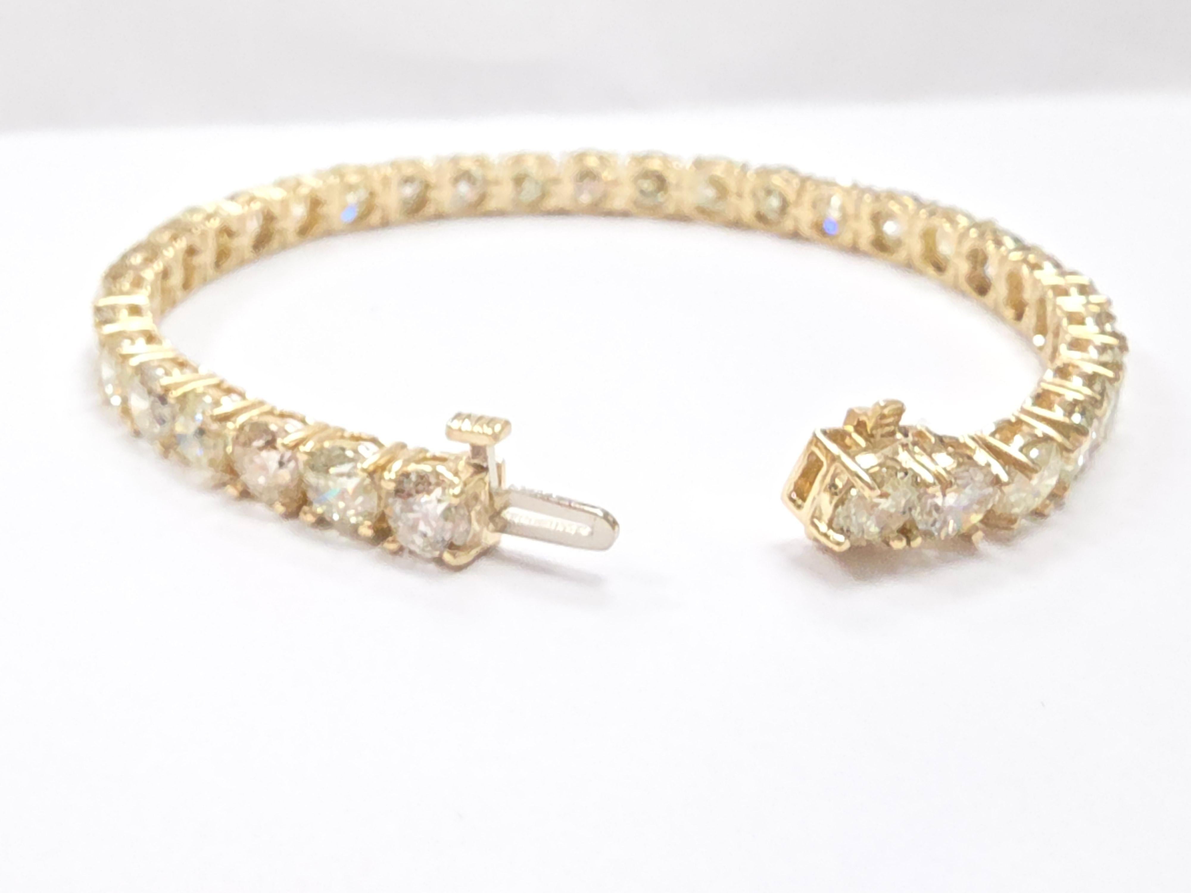 18,18 Karat Naturdiamant-Tennisarmband 14 Karat Gelbgold (Zeitgenössisch) im Angebot