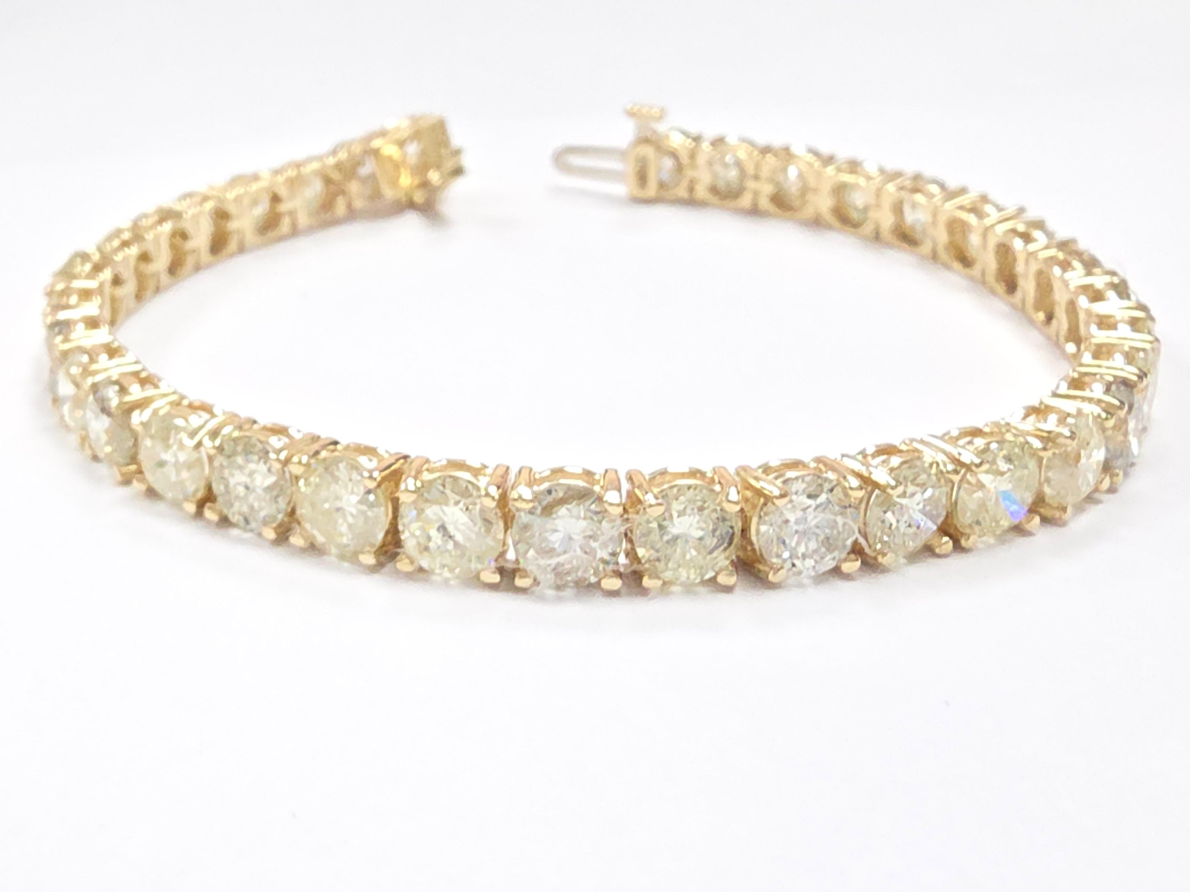 18,18 Karat Naturdiamant-Tennisarmband 14 Karat Gelbgold im Zustand „Neu“ im Angebot in Great Neck Plaza, NY