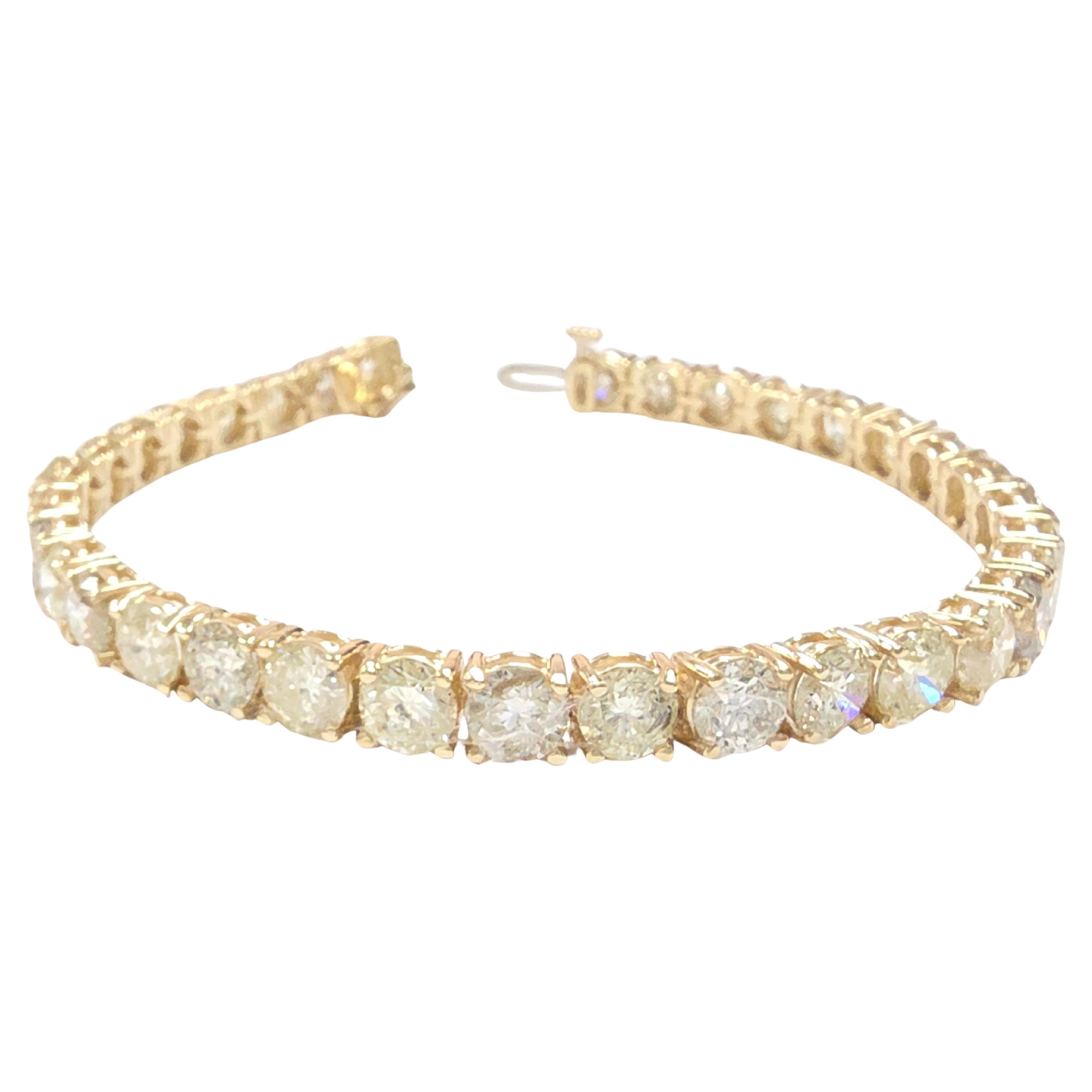 18.18 Quilates Diamante Natural Pulsera Tenis Oro Amarillo 14 Kilates