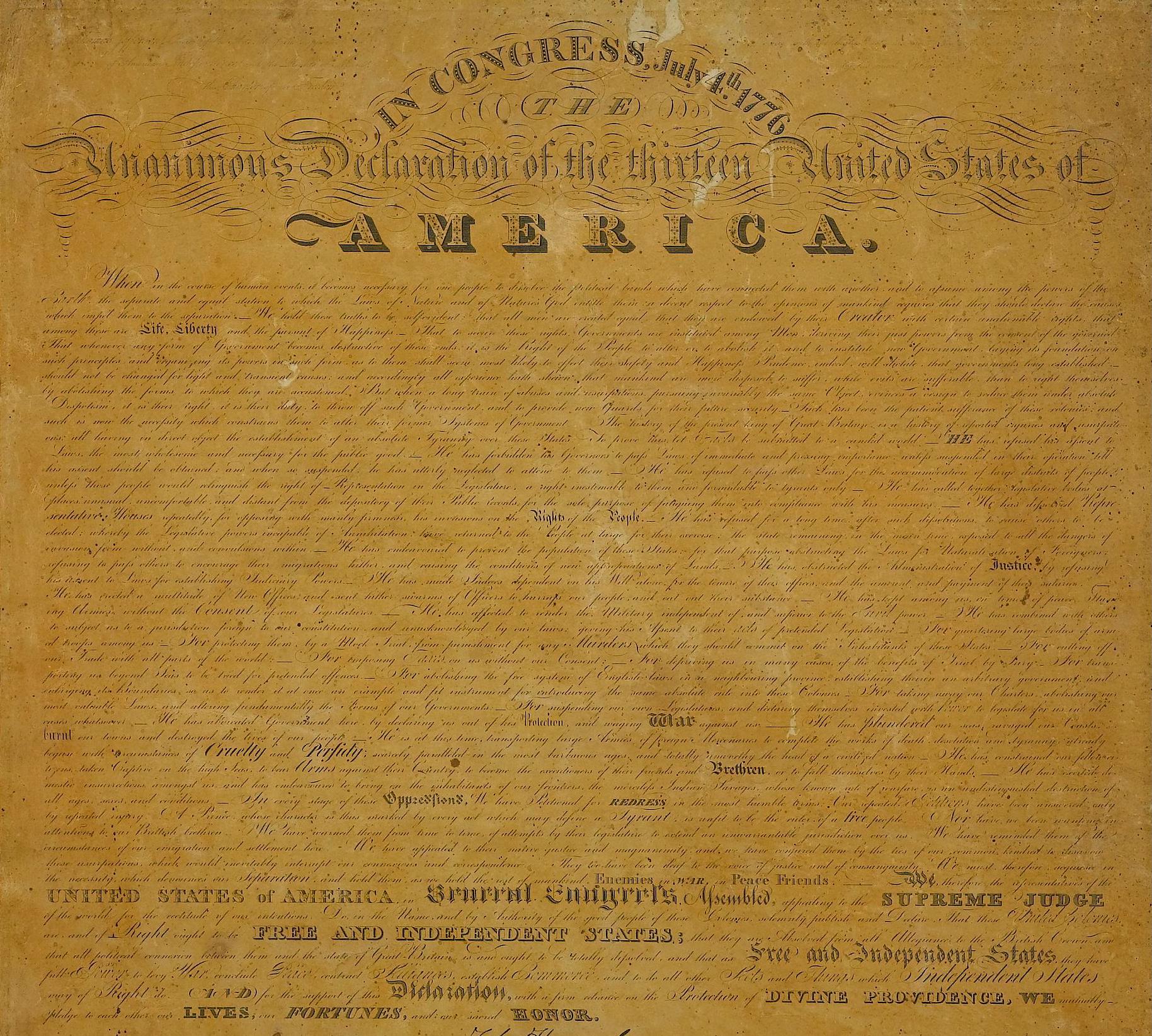 Inciso Dichiarazione d'indipendenza del 1818 incisa da Benjamin Owen Tyler in vendita