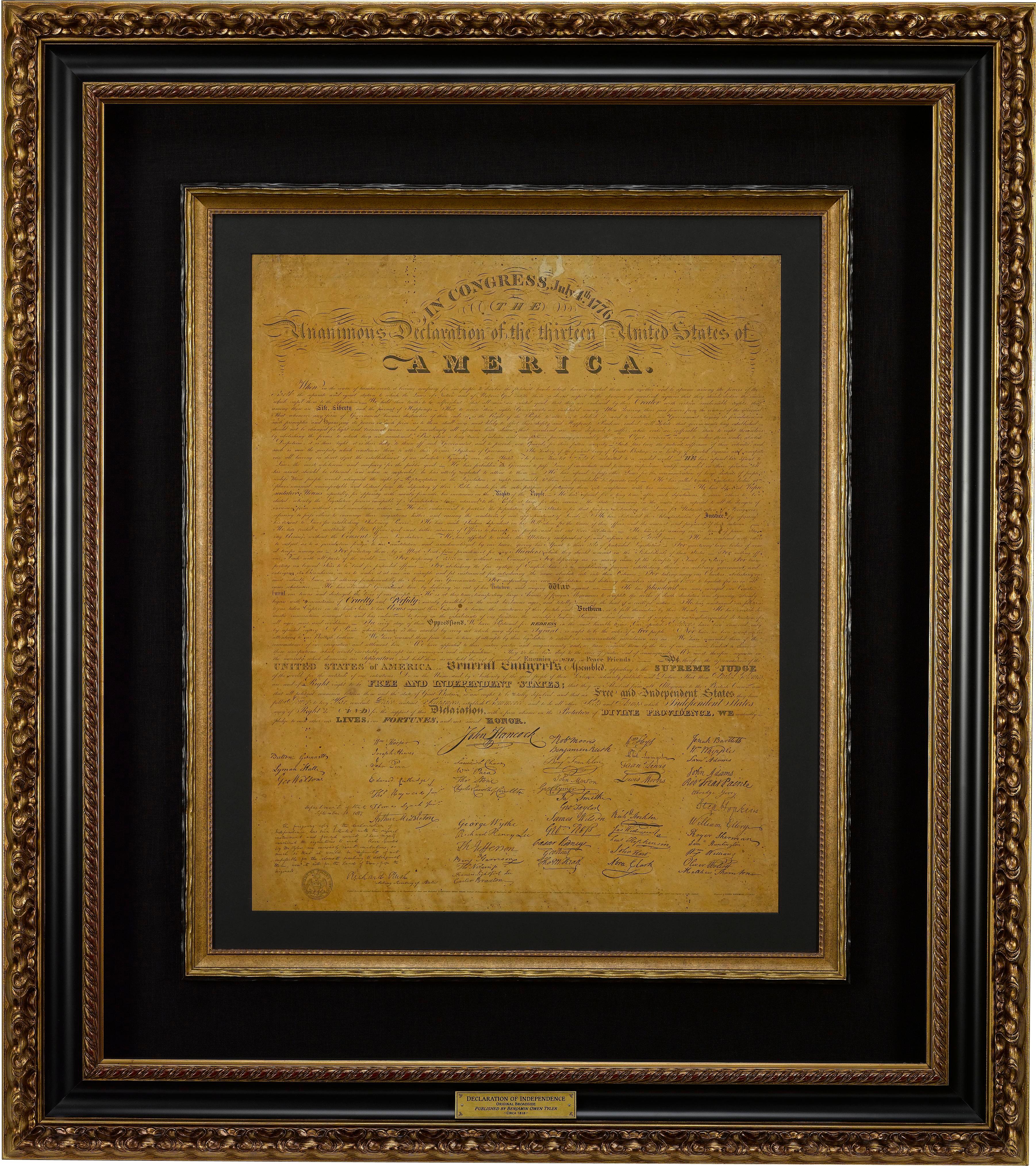 Inizio XIX secolo Dichiarazione d'indipendenza del 1818 incisa da Benjamin Owen Tyler in vendita