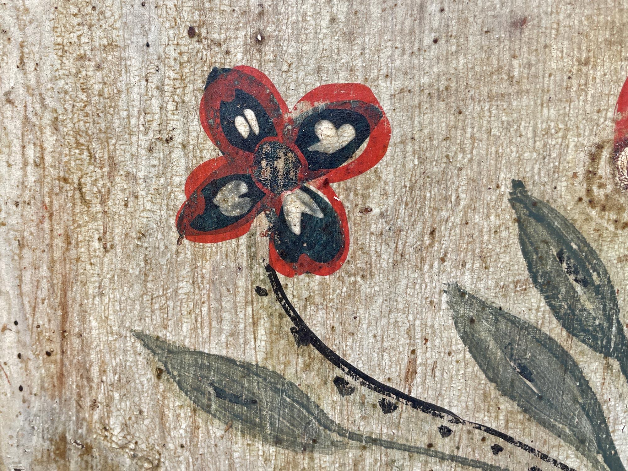 Armoire peinte à motifs floraux de 1818 2