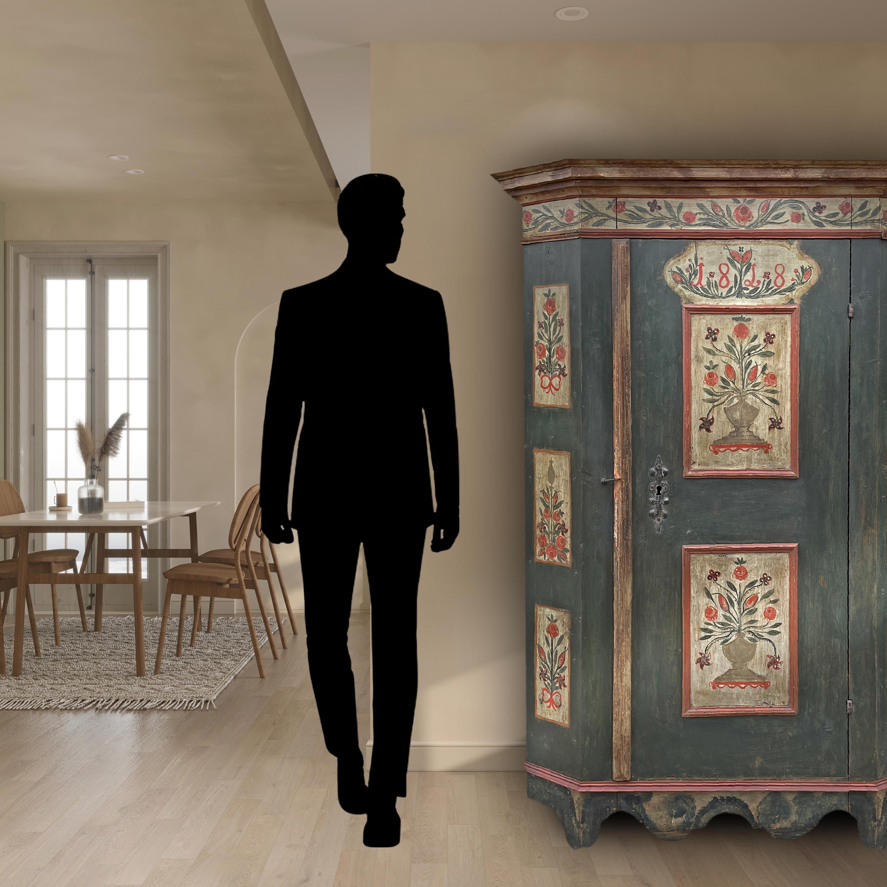 Armoire peinte à motifs floraux de 1818 10