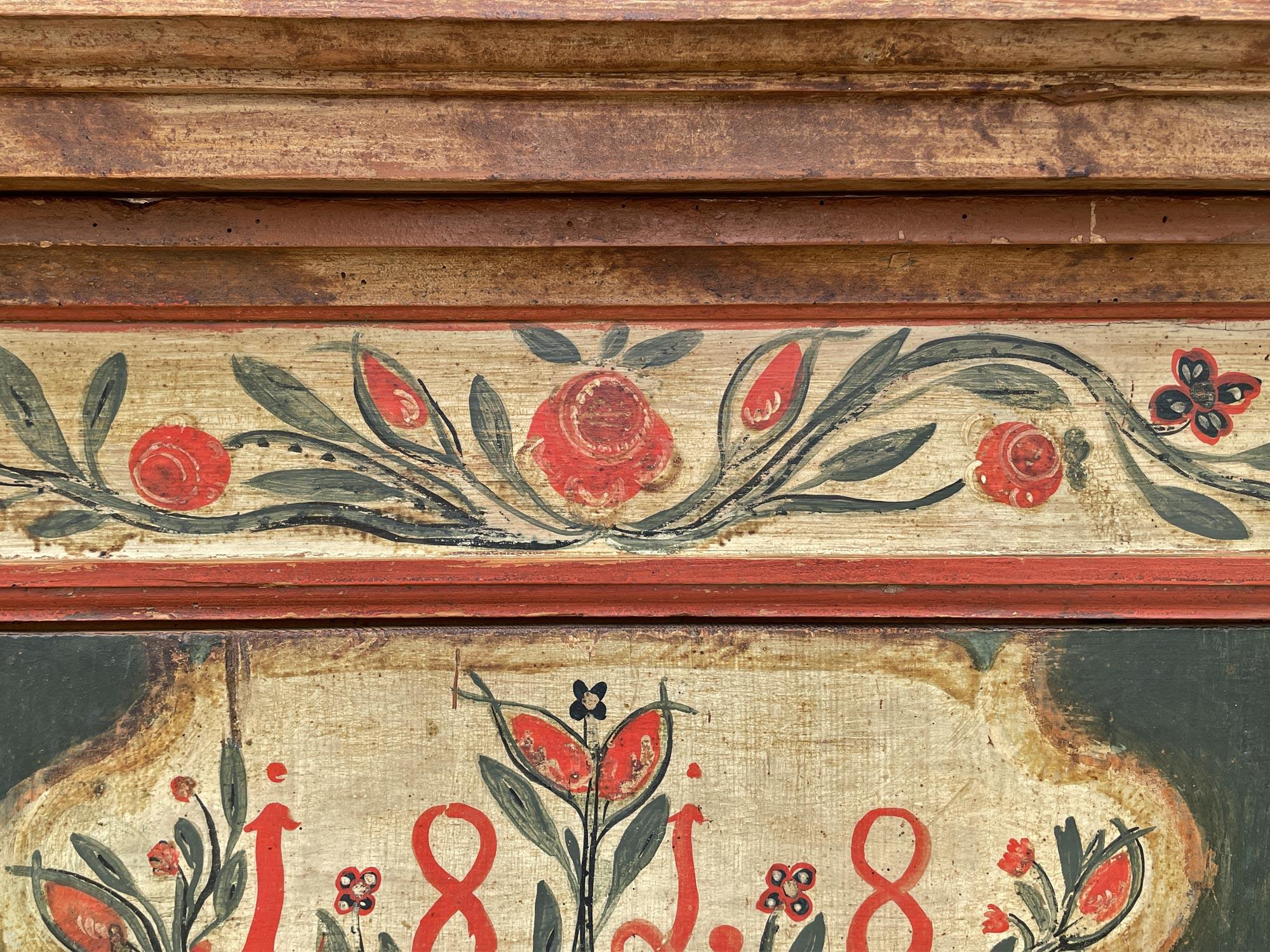 Armoire peinte à motifs floraux de 1818 1