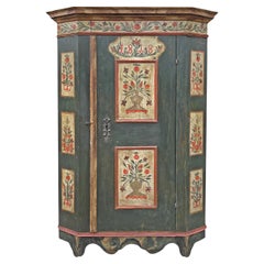 Armoire peinte à motifs floraux de 1818