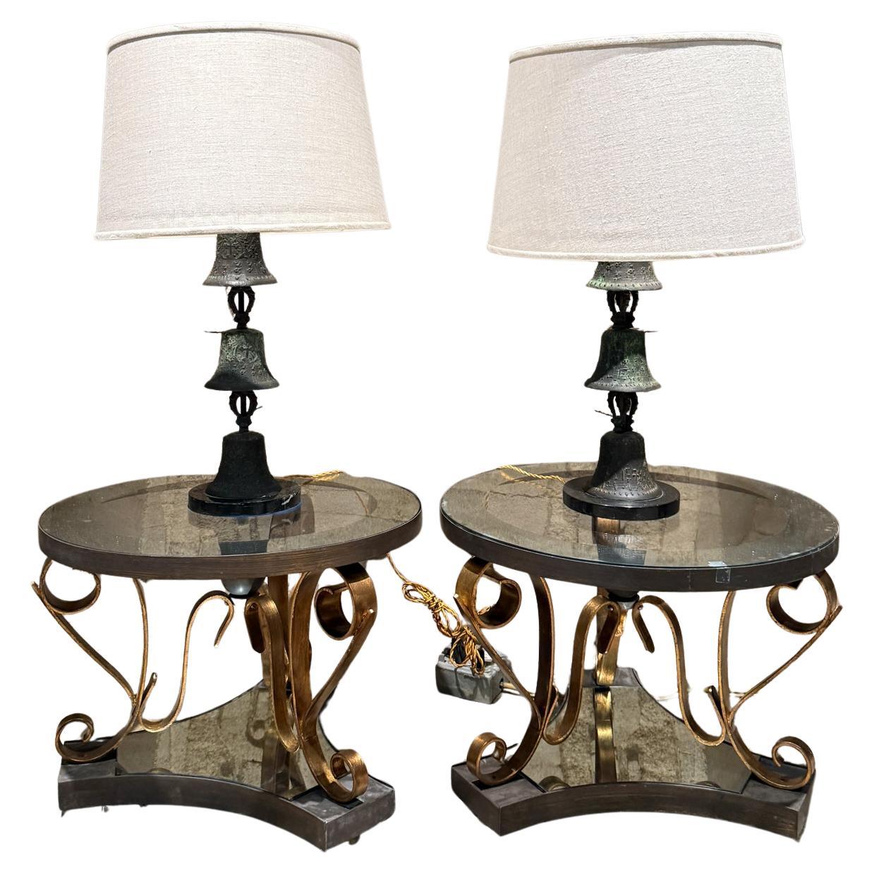 1818 Patinated Bronze Mission Bell Lamps Mexico