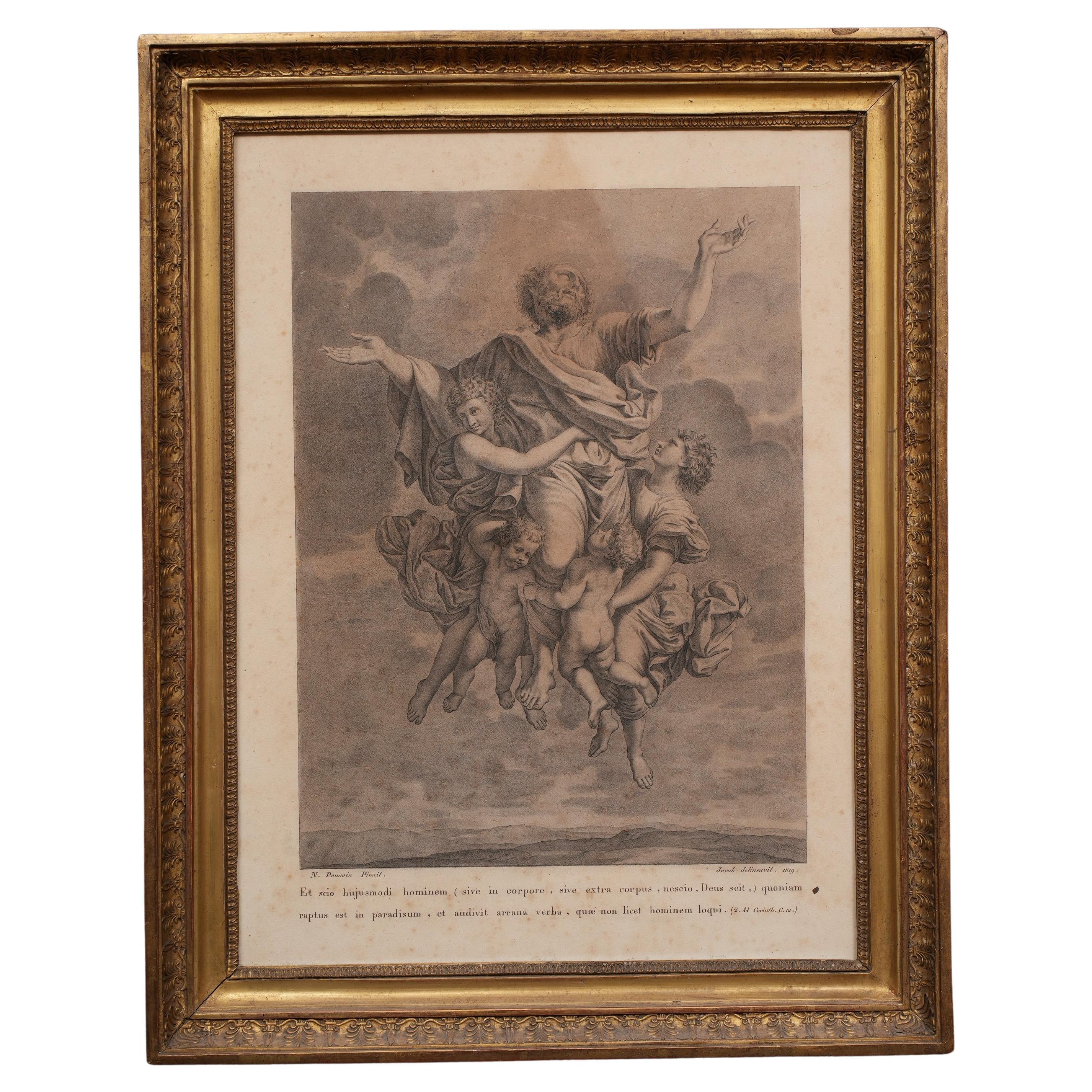 1819 Ink Drawing After Poussin For Sale