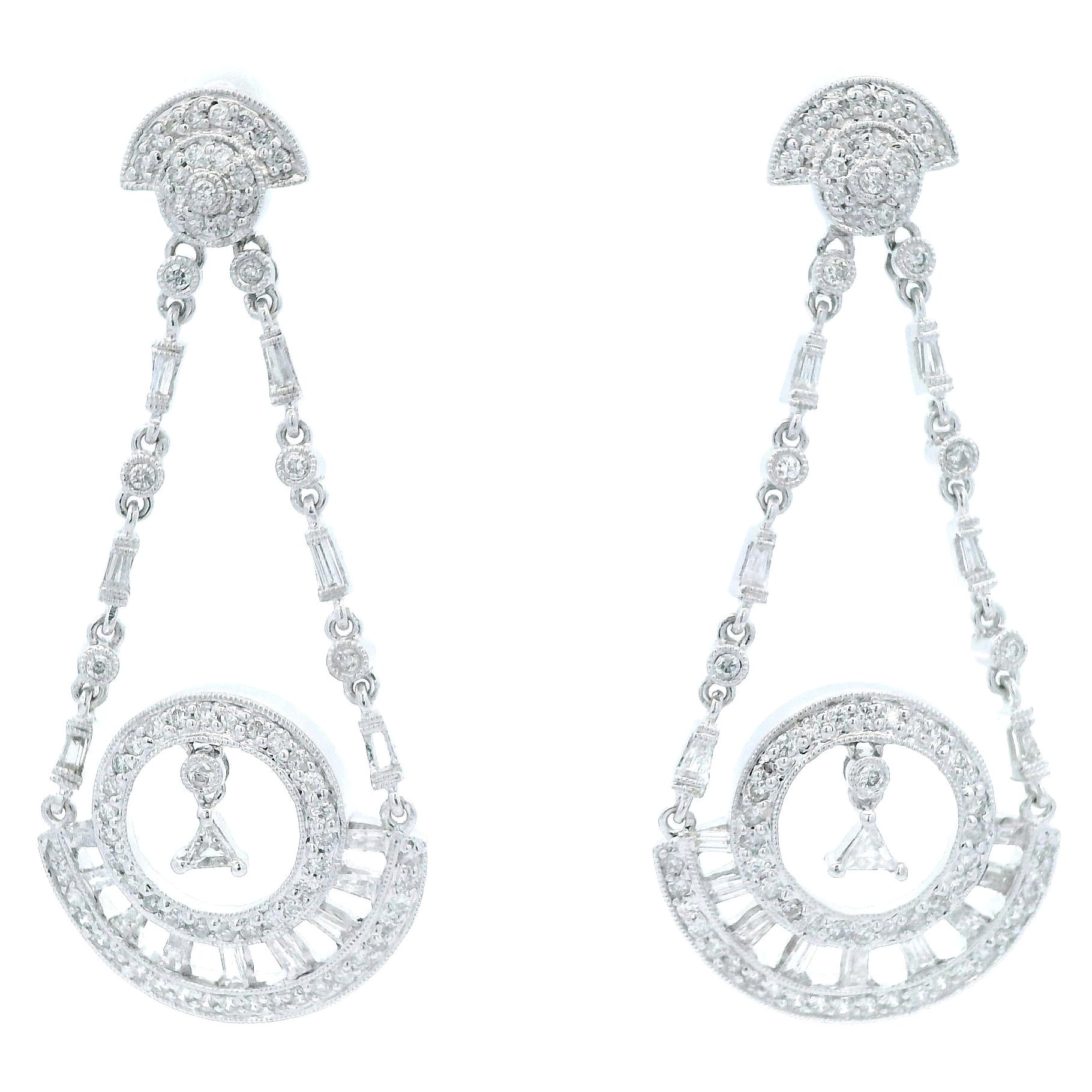 1.81ct Multi Diamond Chandelier Earrings 18k White Gold