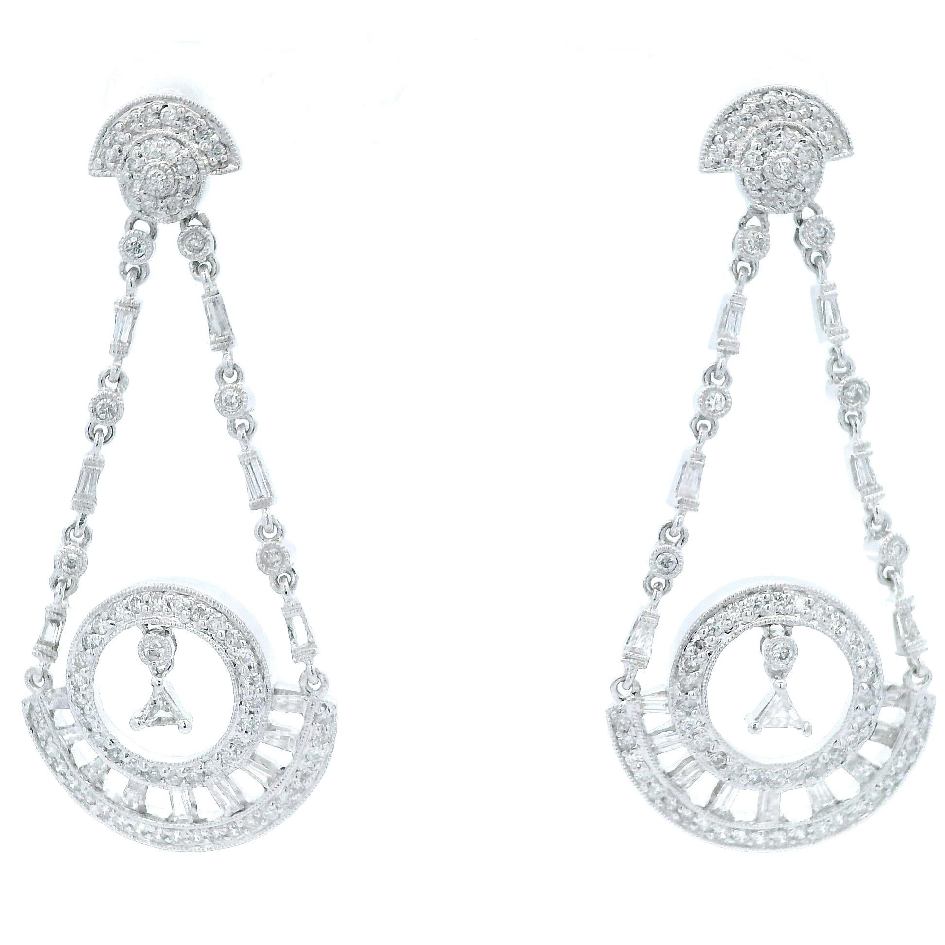1.81ct Multi Diamond Chandelier Earrings 18k White Gold