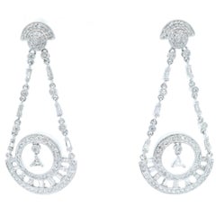 1.81ct Multi Diamond Chandelier Earrings 18k White Gold