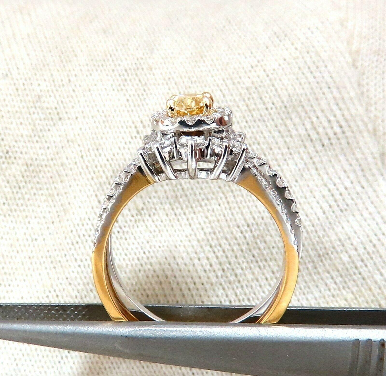 Oval Cut 1.81 Carat Natural Fancy Yellow Diamonds Ring 14 Karat Insert and Ring For Sale