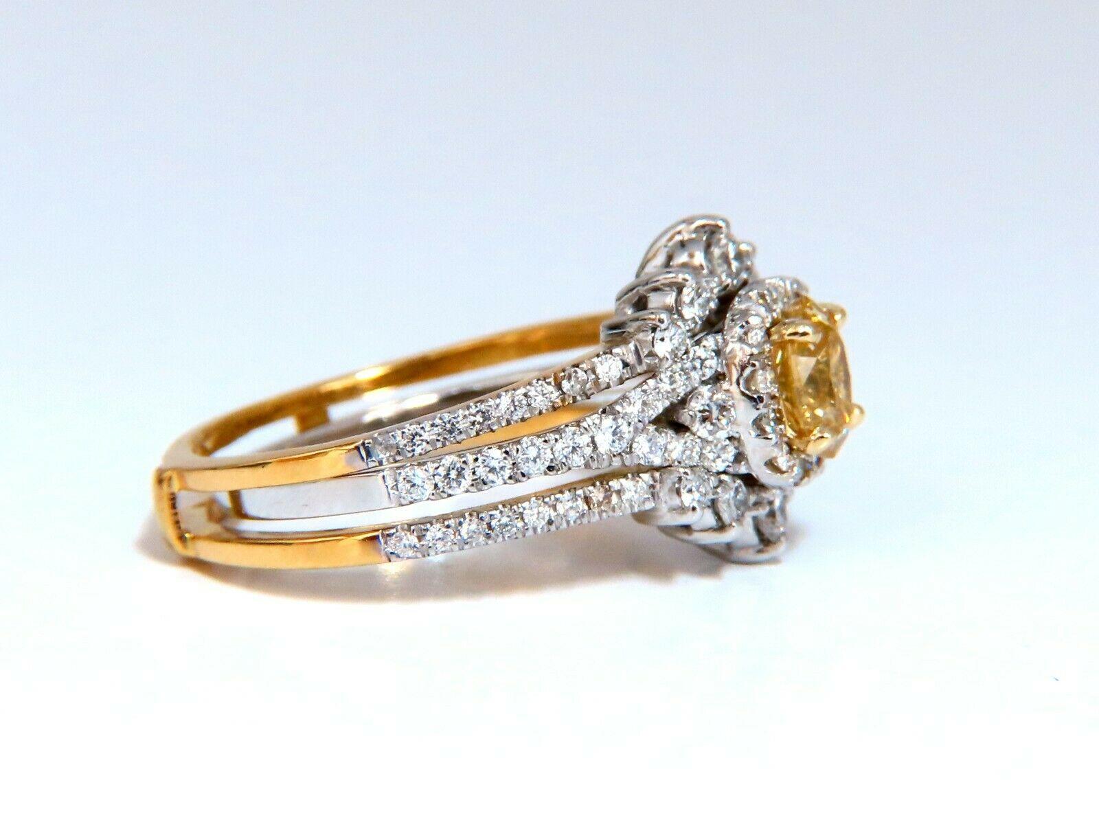1.81 Carat Natural Fancy Yellow Diamonds Ring 14 Karat Insert and Ring In New Condition For Sale In New York, NY
