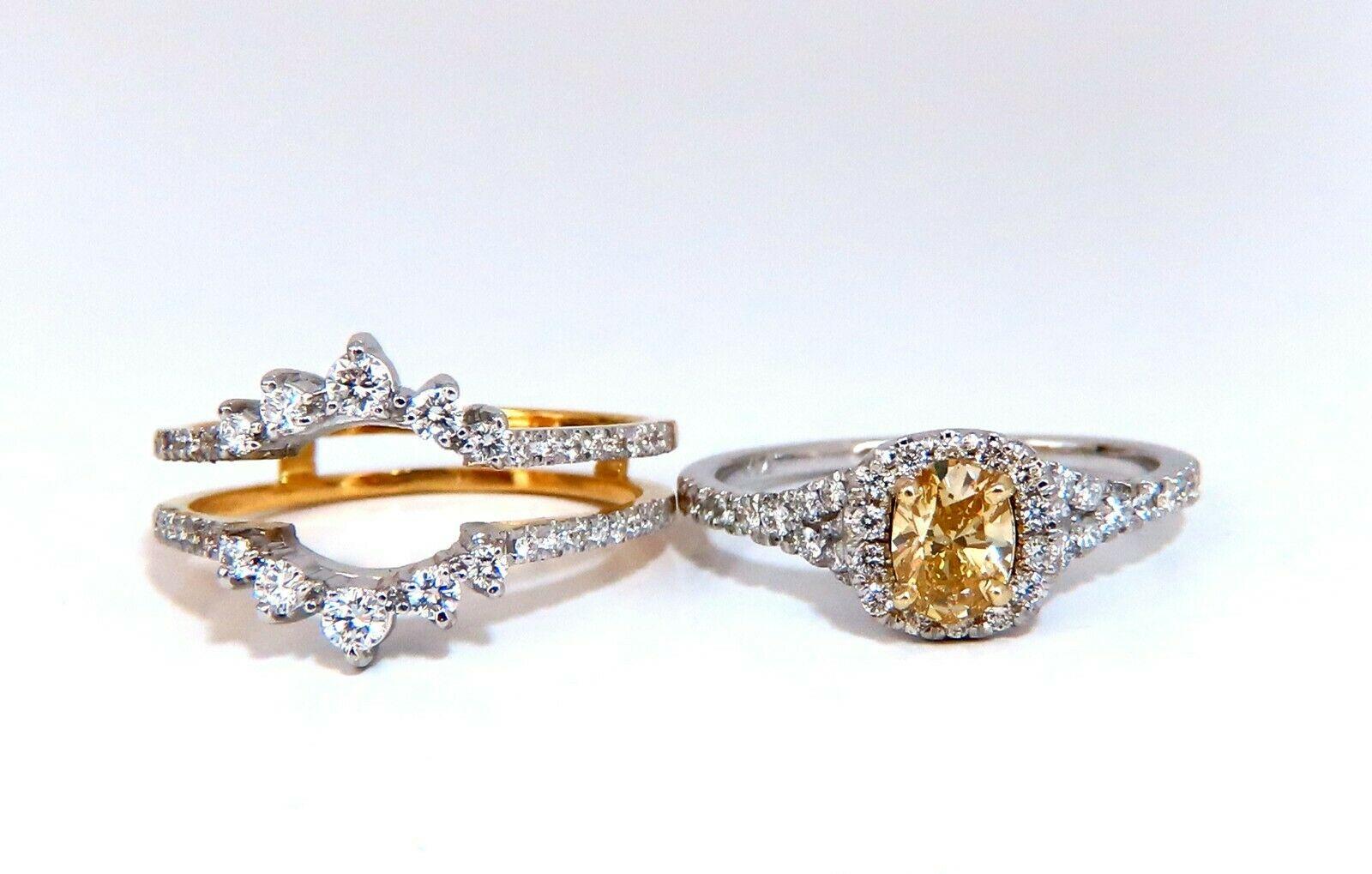 1,81 carati di diamanti gialli naturali fantasia Anello e inserto 14 carati in vendita 1