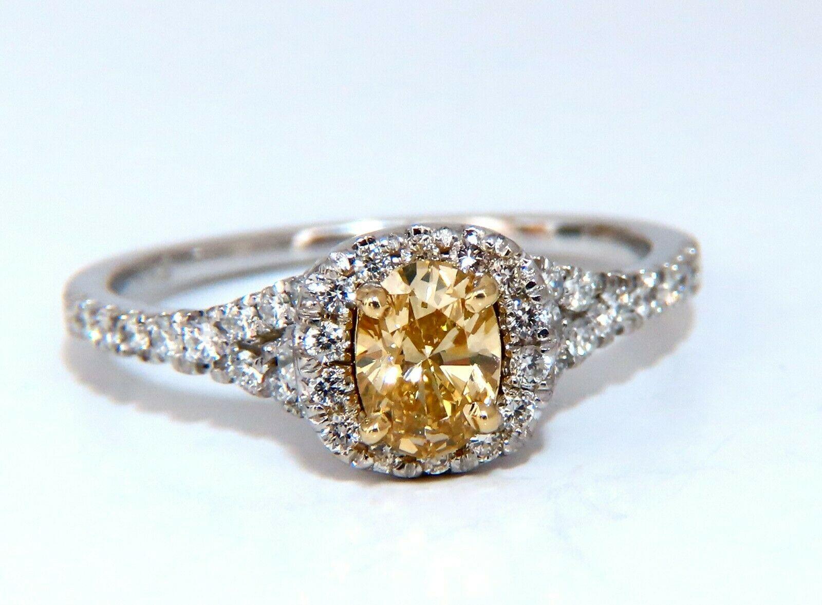 1.81 Carat Natural Fancy Yellow Diamonds Ring 14 Karat Insert and Ring For Sale 1