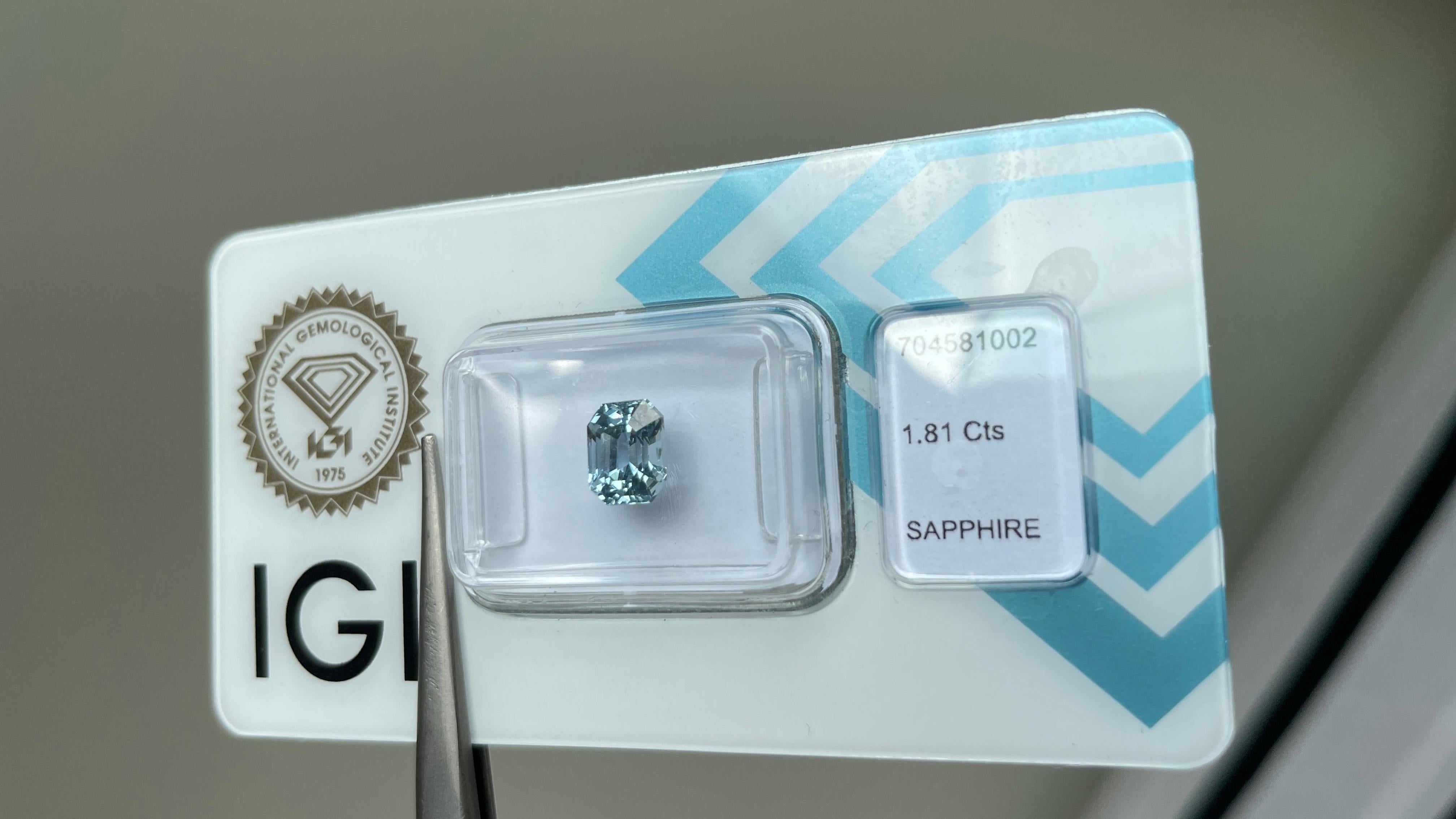 1.81Ct Saphir bleu pastel naturel non chauffé (6.93x5.58x4.97mm)- Certifié IGI Neuf - En vente à Singapore, SG