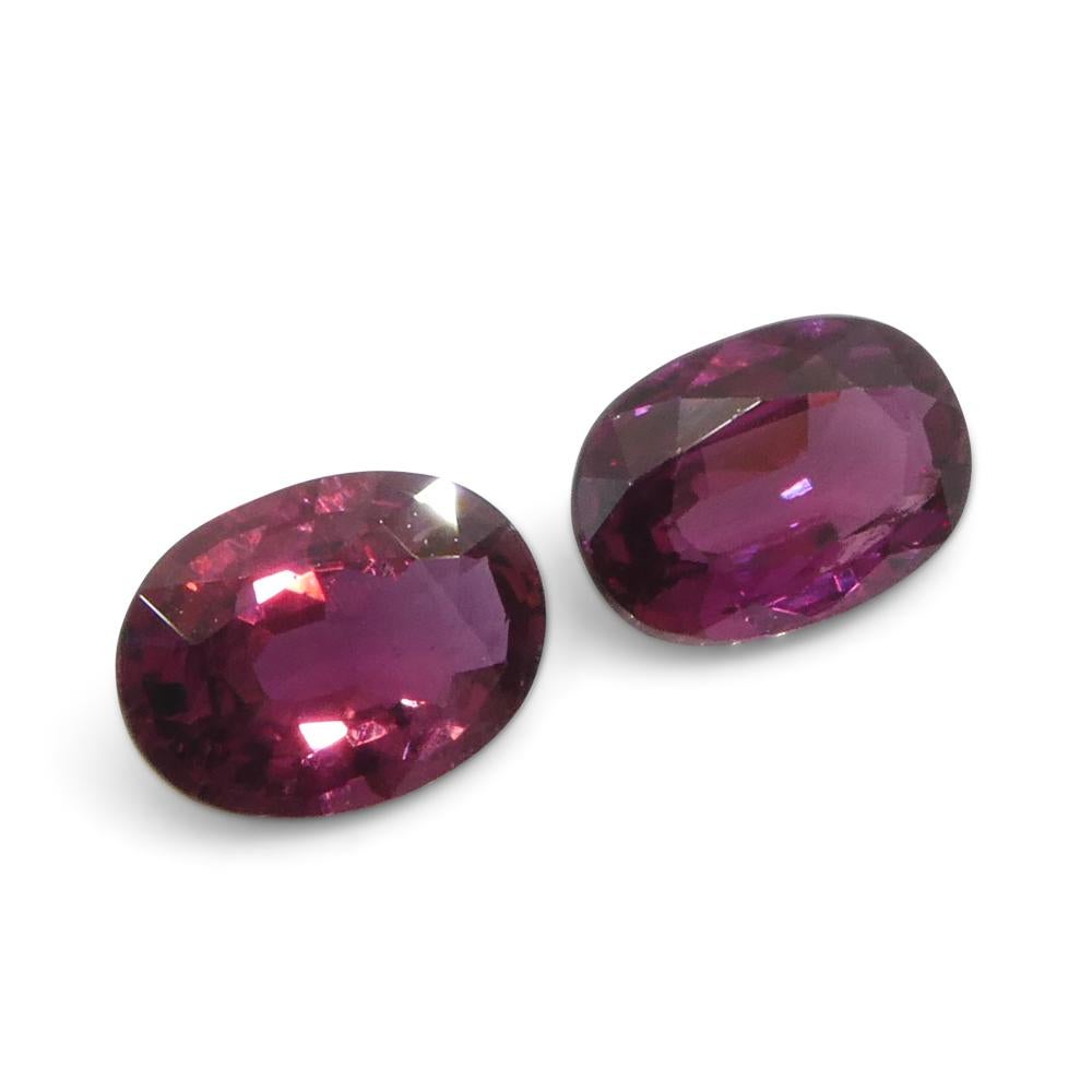 1.81ct Oval Red Ruby from Thailand Pair For Sale 5