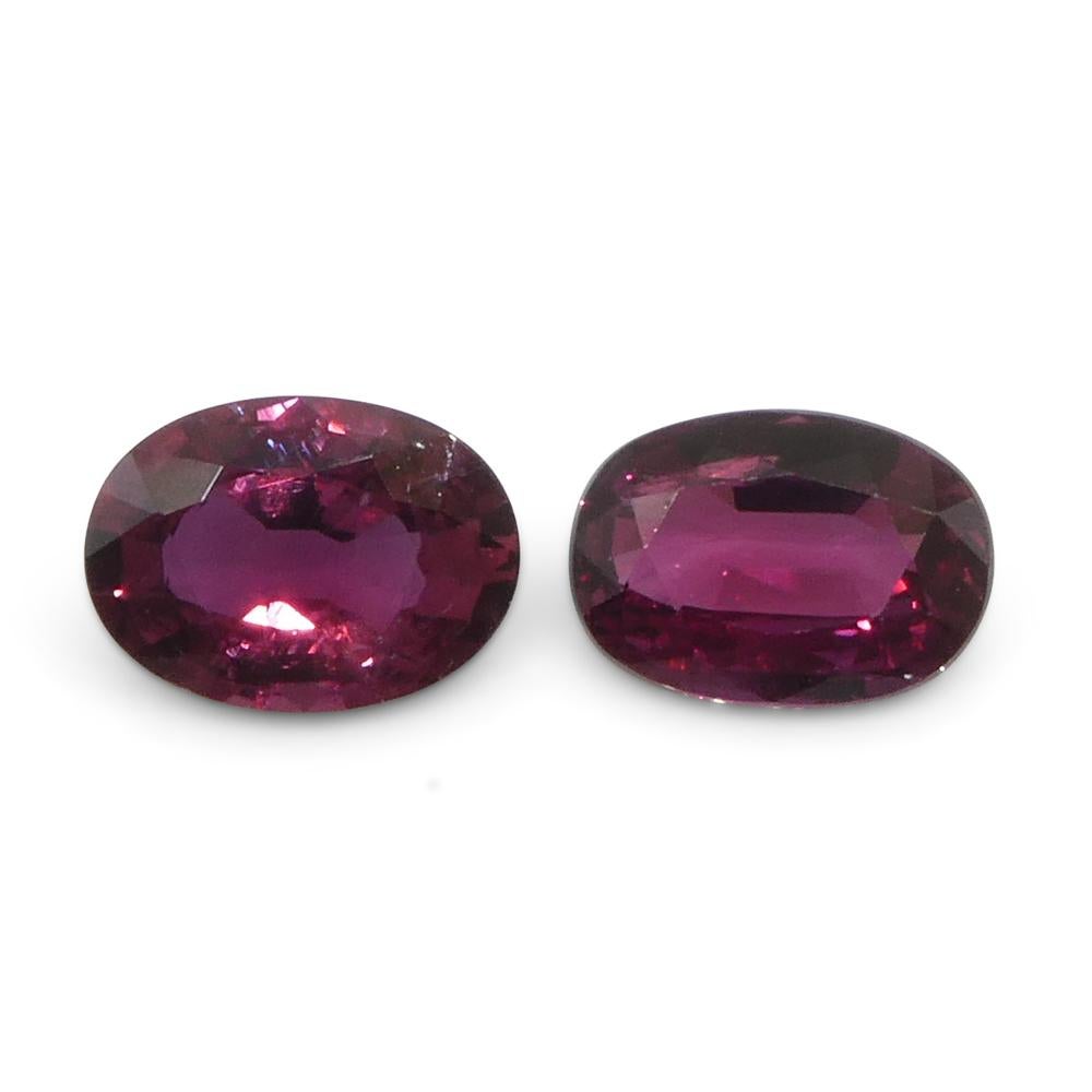 Brilliant Cut 1.81ct Oval Red Ruby from Thailand Pair For Sale