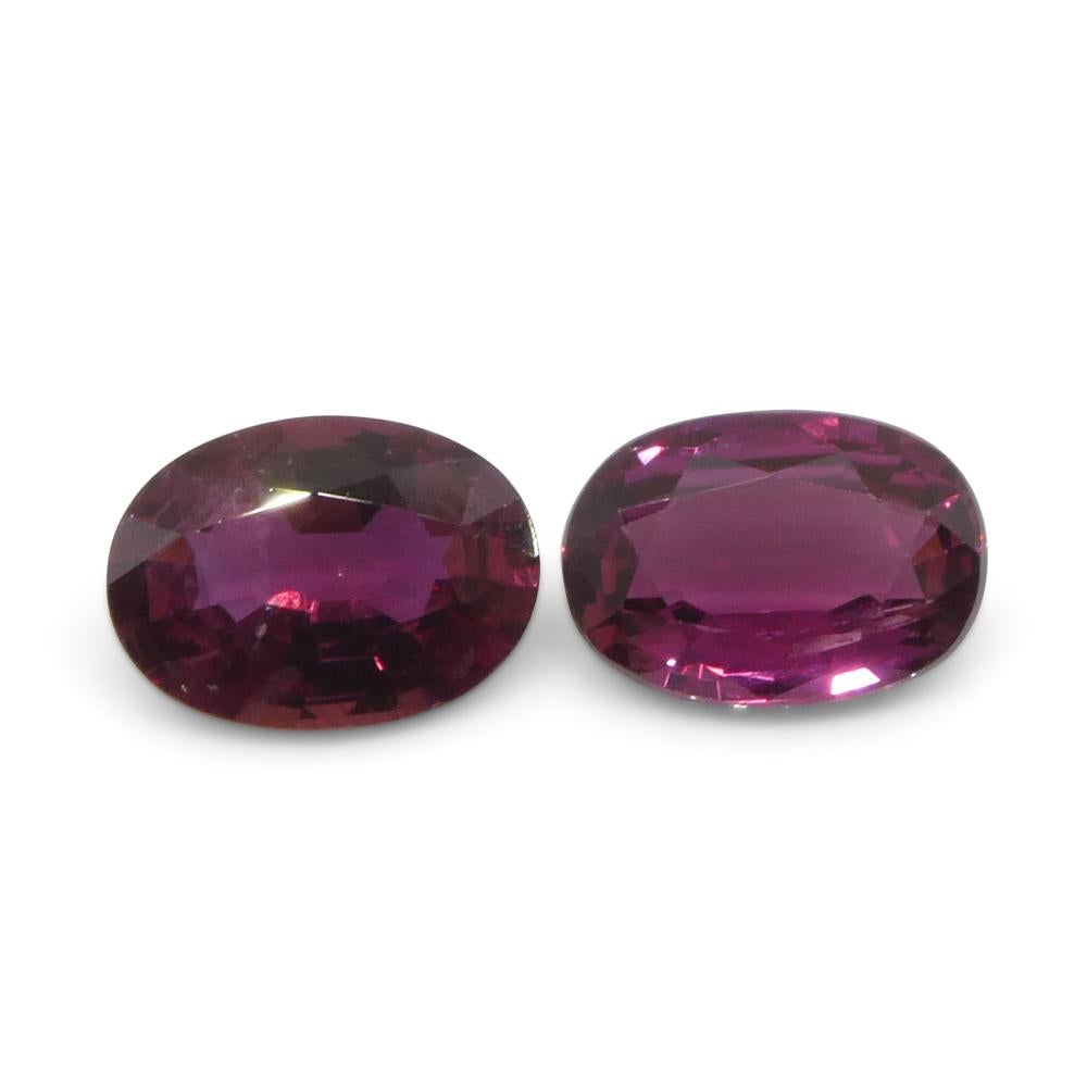 1.81ct Oval Red Ruby from Thailand Pair For Sale 1