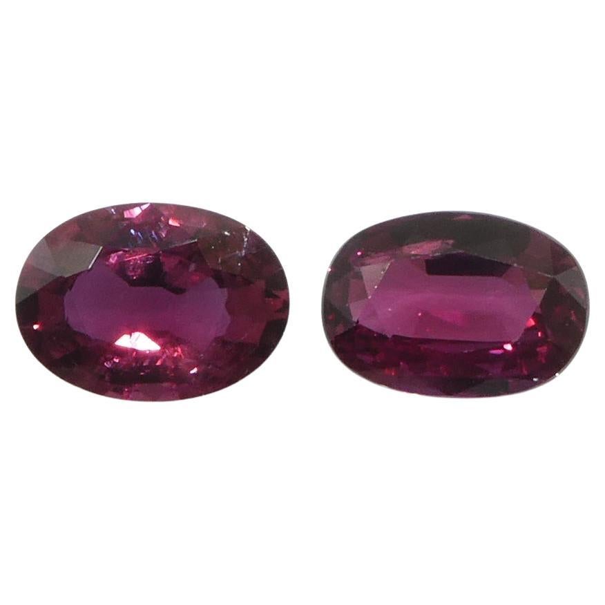 1.81ct Oval Red Ruby from Thailand Pair For Sale