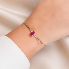1,81ct Roter Edelstein Offene Manschette Armreif Armband 18k Gelbgold