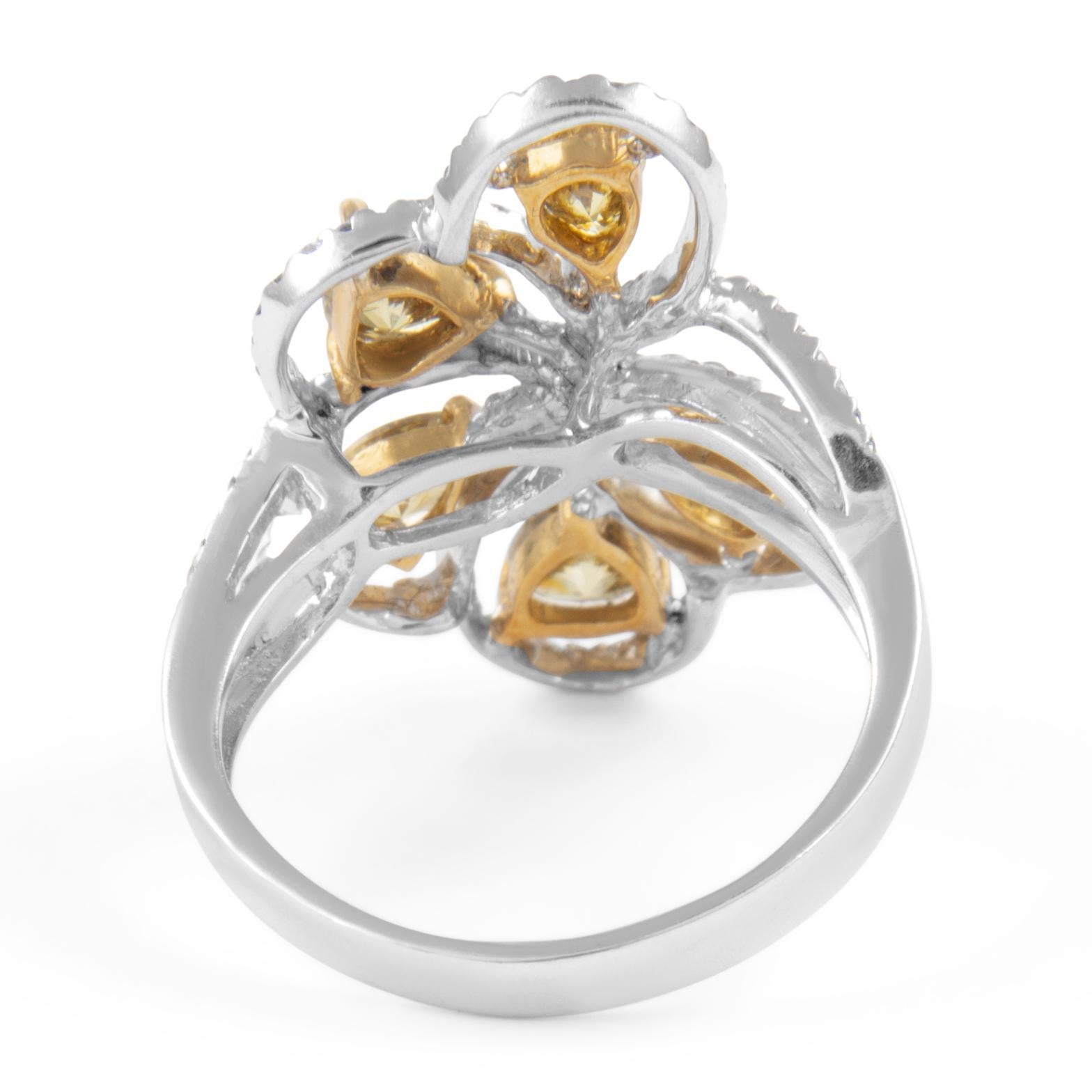 1.81ctt Fancy Brownish Yellow Diamond Floral Ring 18k In New Condition For Sale In BEVERLY HILLS, CA