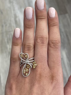1.81ctt Fancy Greenish Brownish Yellow Diamond Heart Motif Ring 18k