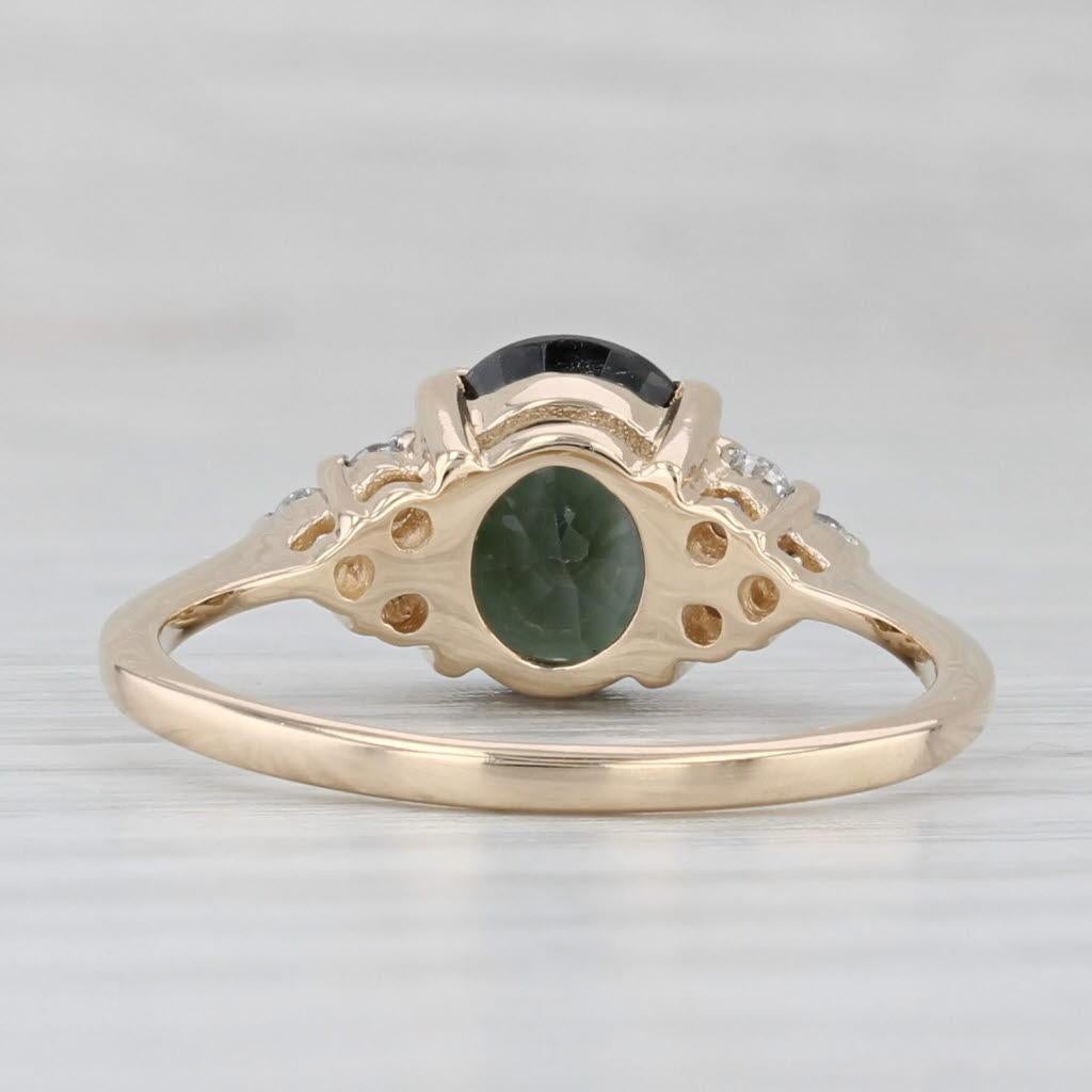 1.81ctw Oval Grüner Apatit Diamant Ring 14k Gelbgold Größe 7 (Ovalschliff) im Angebot
