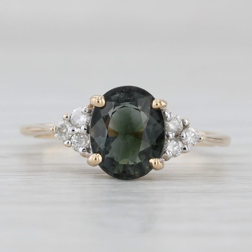 1.81ctw Oval Grüner Apatit Diamant Ring 14k Gelbgold Größe 7 im Zustand „Gut“ im Angebot in McLeansville, NC