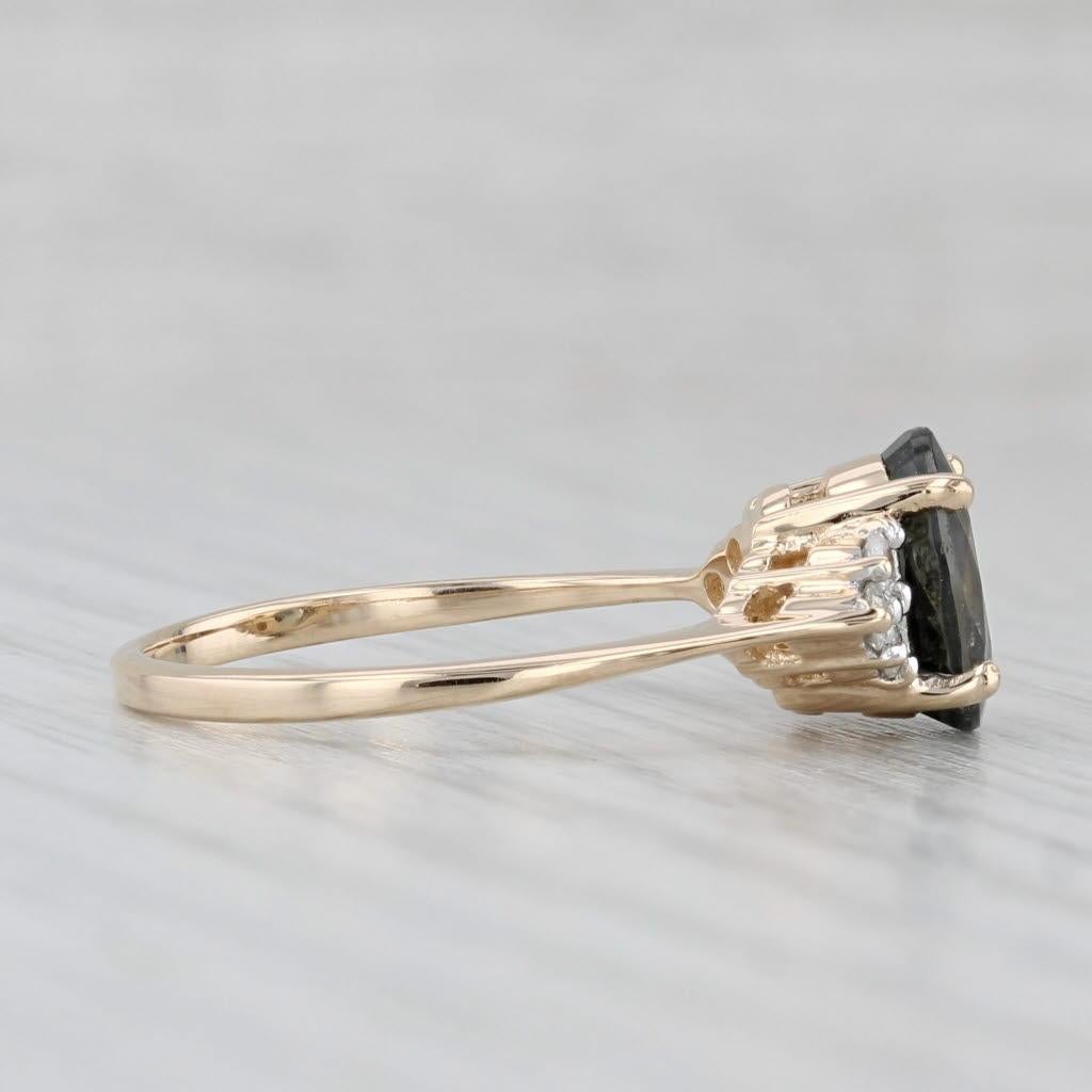 1.81ctw Oval Grüner Apatit Diamant Ring 14k Gelbgold Größe 7 für Damen oder Herren im Angebot