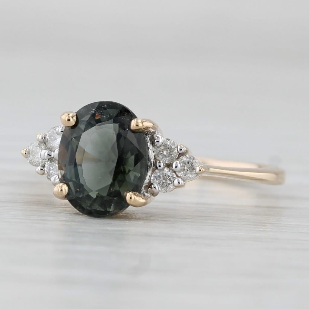 1.81ctw Oval Grüner Apatit Diamant Ring 14k Gelbgold Größe 7 im Angebot 1