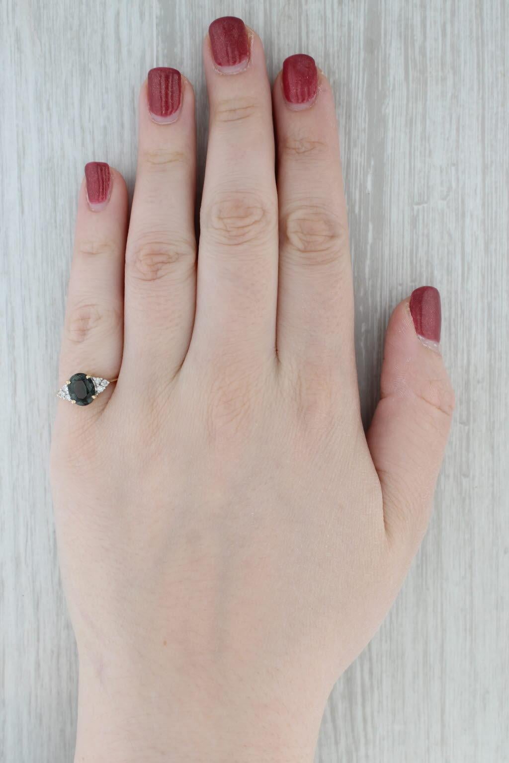 1.81ctw Oval Grüner Apatit Diamant Ring 14k Gelbgold Größe 7 im Angebot 4