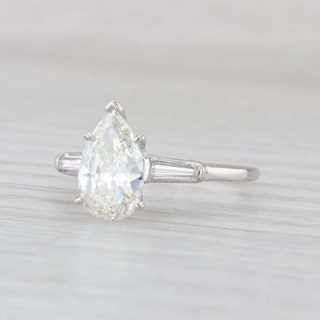 Anello di fidanzamento con diamante a pera da 1,81ctw in oro bianco 14k-18k misura 8,75 GIA