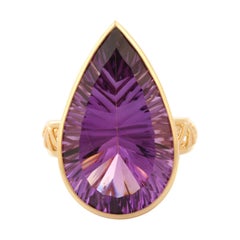 18,2 Karat Amethyst 14 Karat Gelbgold Ring