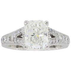 1.82 Carat Certified Radiant Cut Diamond Engagement Ring