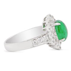 1.82 Carat Colombian Emerald & 0.83 Carat White Diamond PT 900 Simple Ring