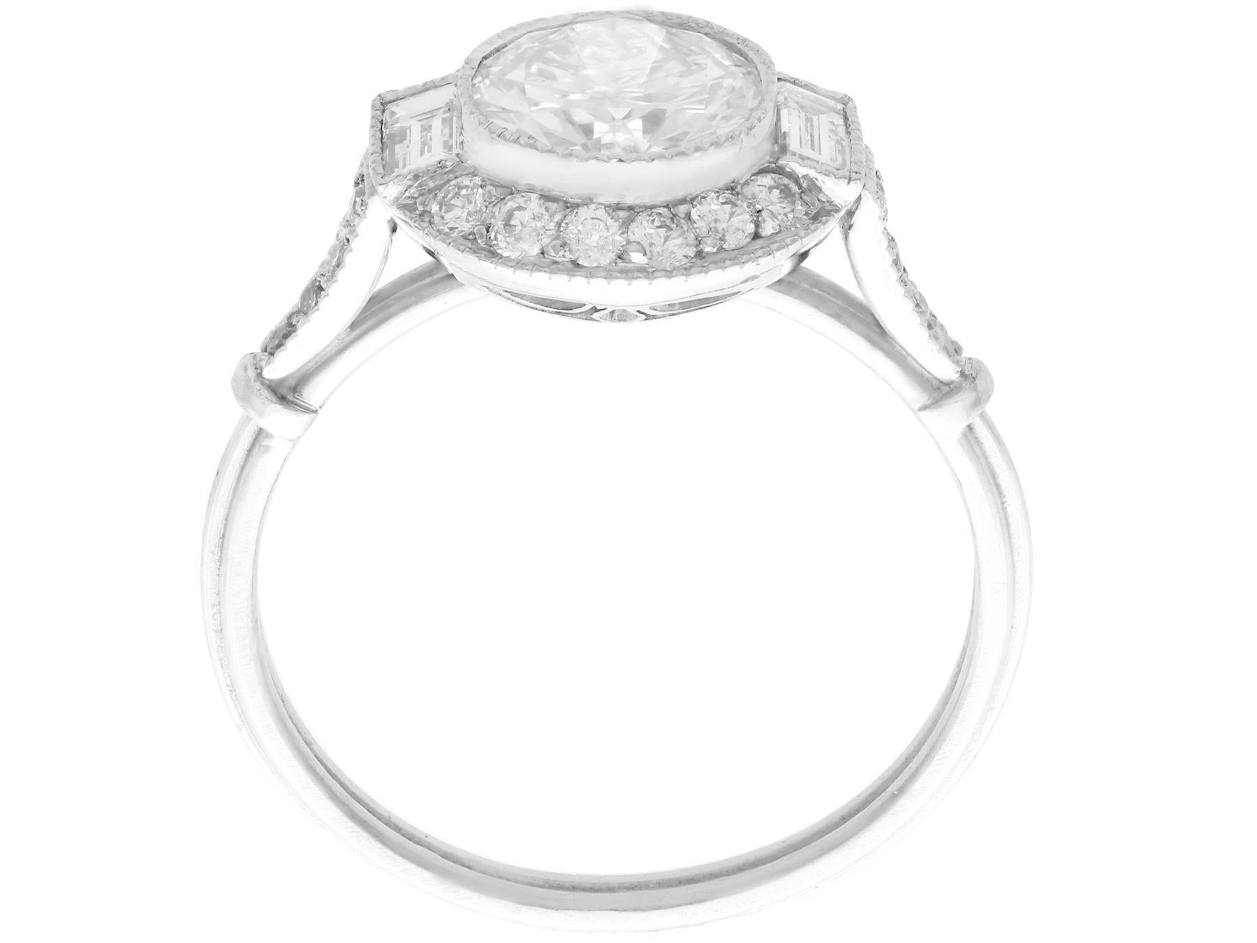 1.82 Carat Diamond and Platinum Halo Engagement Ring For Sale 4