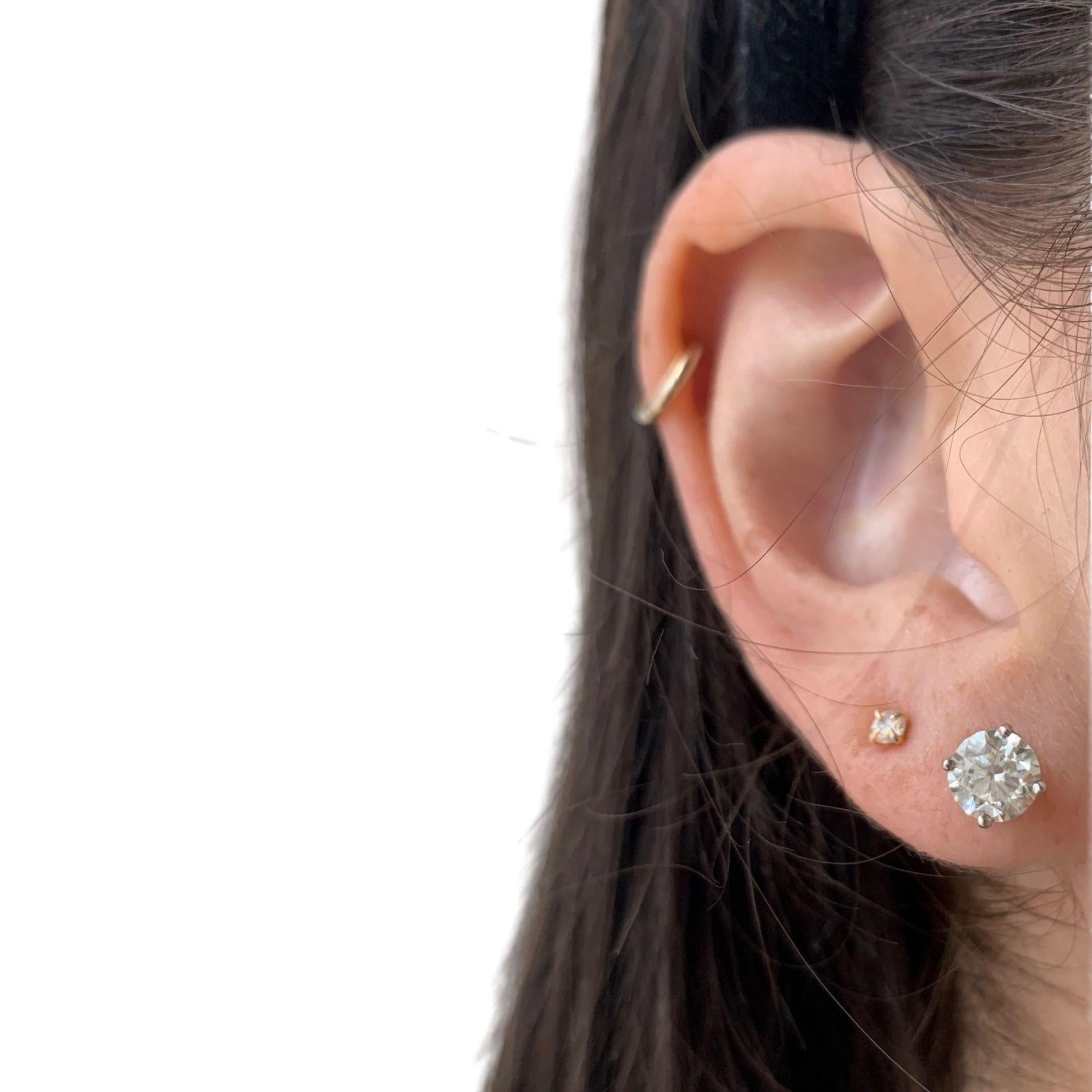 Women's or Men's 1.82 Carat Diamond Stud Earrings