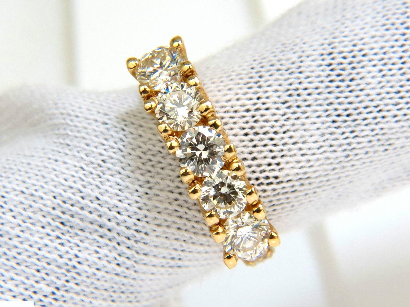 1.82 Carat Diamonds Band Ring with Pave on Shoulders Raised 14 Karat For Sale 5
