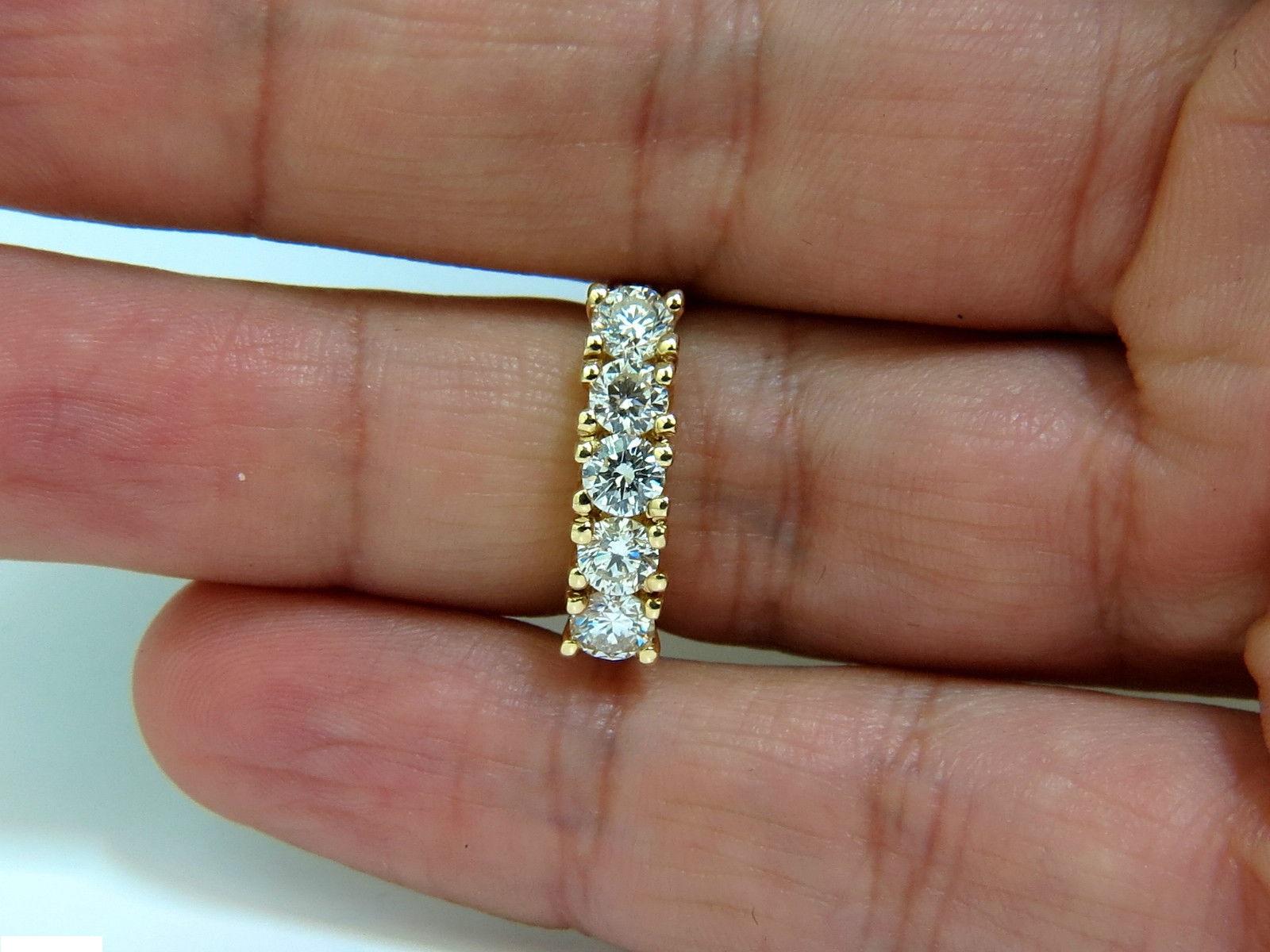 1.82 Carat Diamonds Band Ring with Pave on Shoulders Raised 14 Karat For Sale 3
